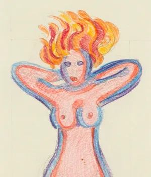 JOYCE WIELAND "FIRE MUSE" DRAWING
