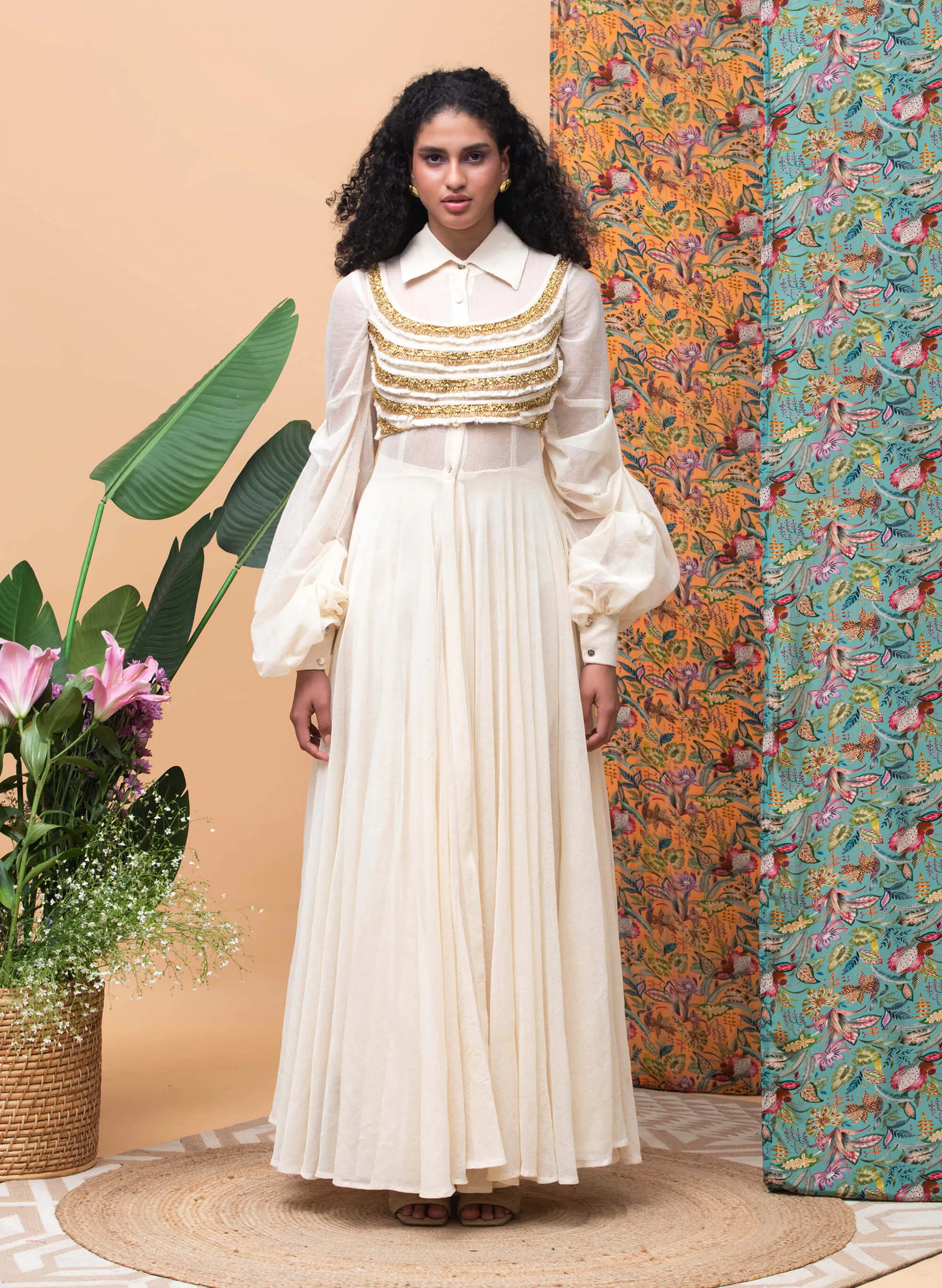 Kellen ivory pant and cape set