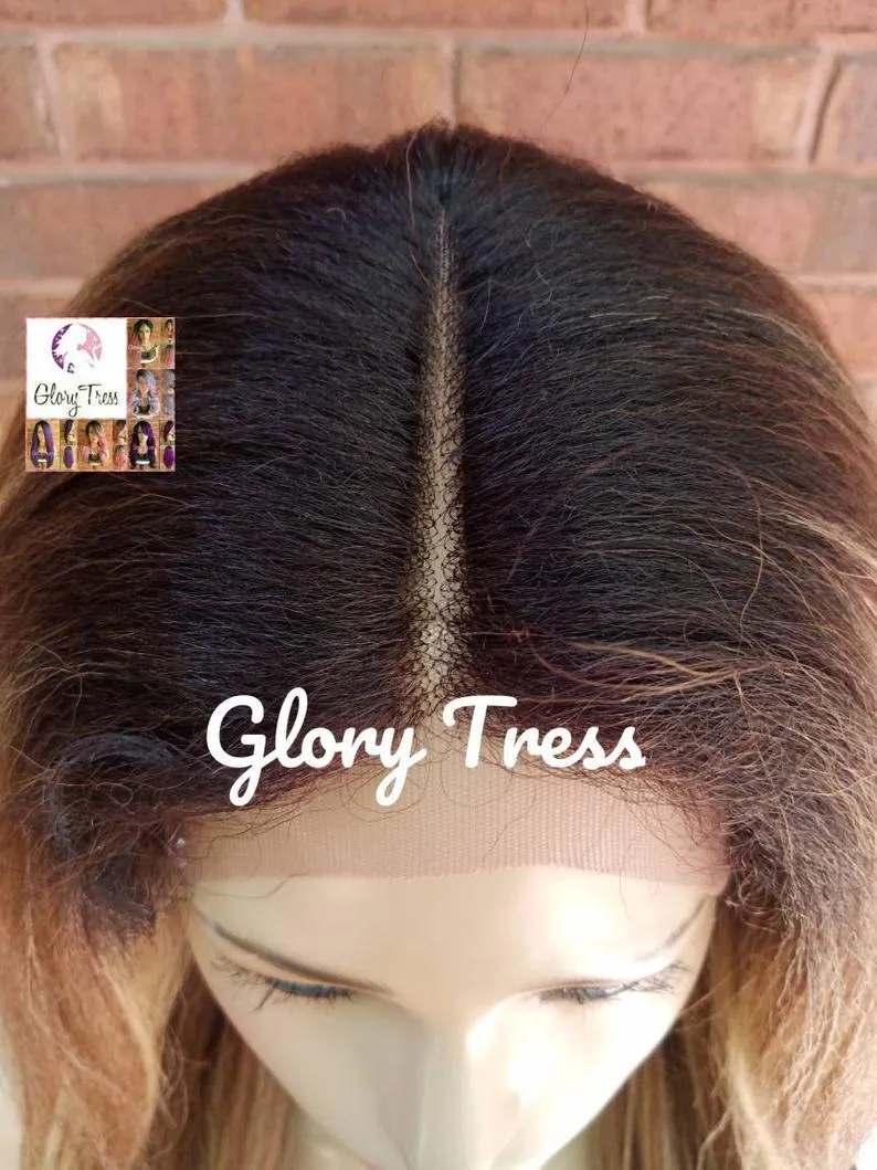 Kinky Straight Lace Front Wig - Natural Yaki Straight Wig - Glory Tress - Blow Out