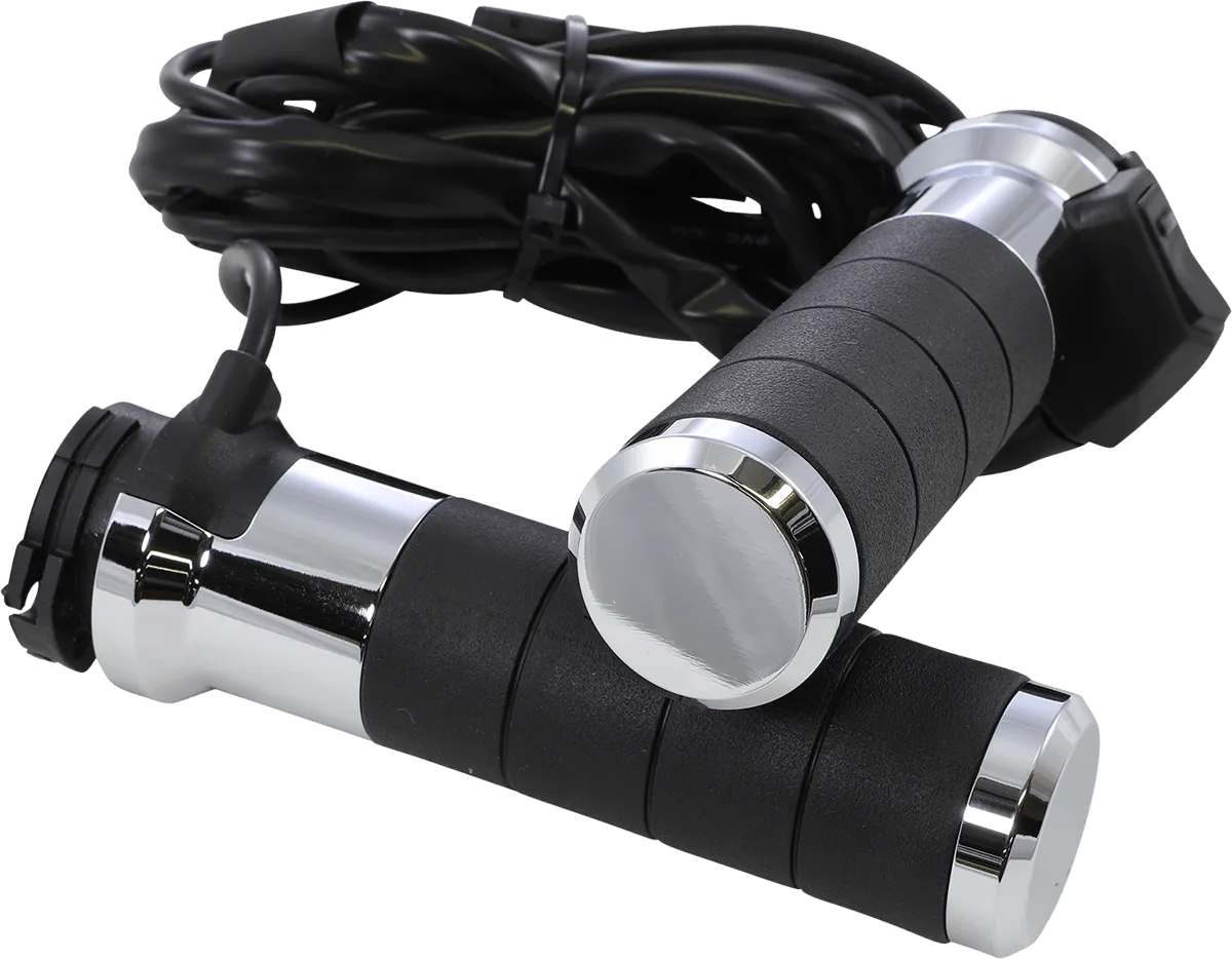 KOSO AX068M10 KOSO Titan-X Heated Grips Chrome Cable Throttle