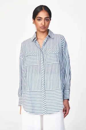 Kyoto Blouse in Ocean Stripe