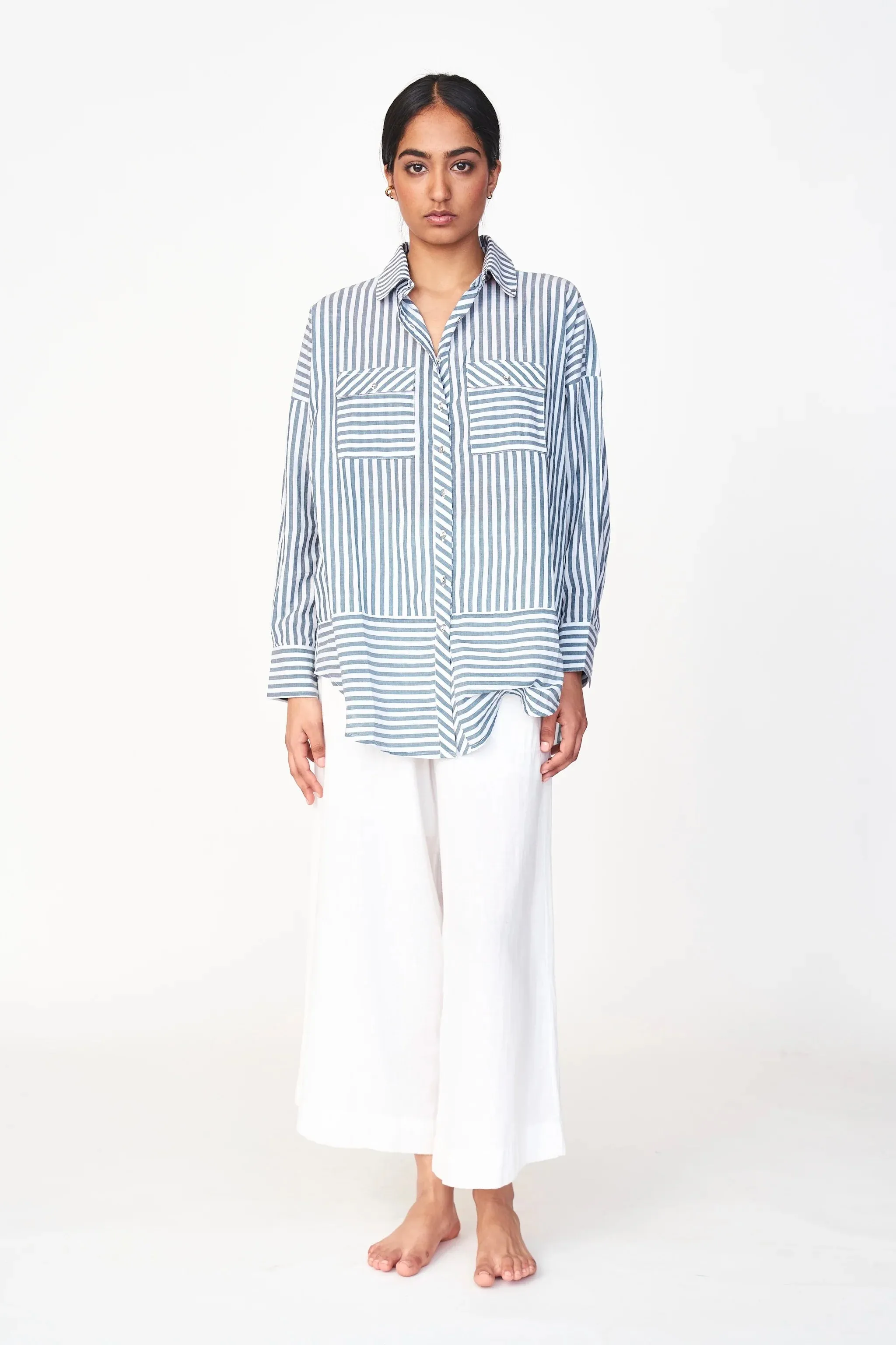 Kyoto Blouse in Ocean Stripe
