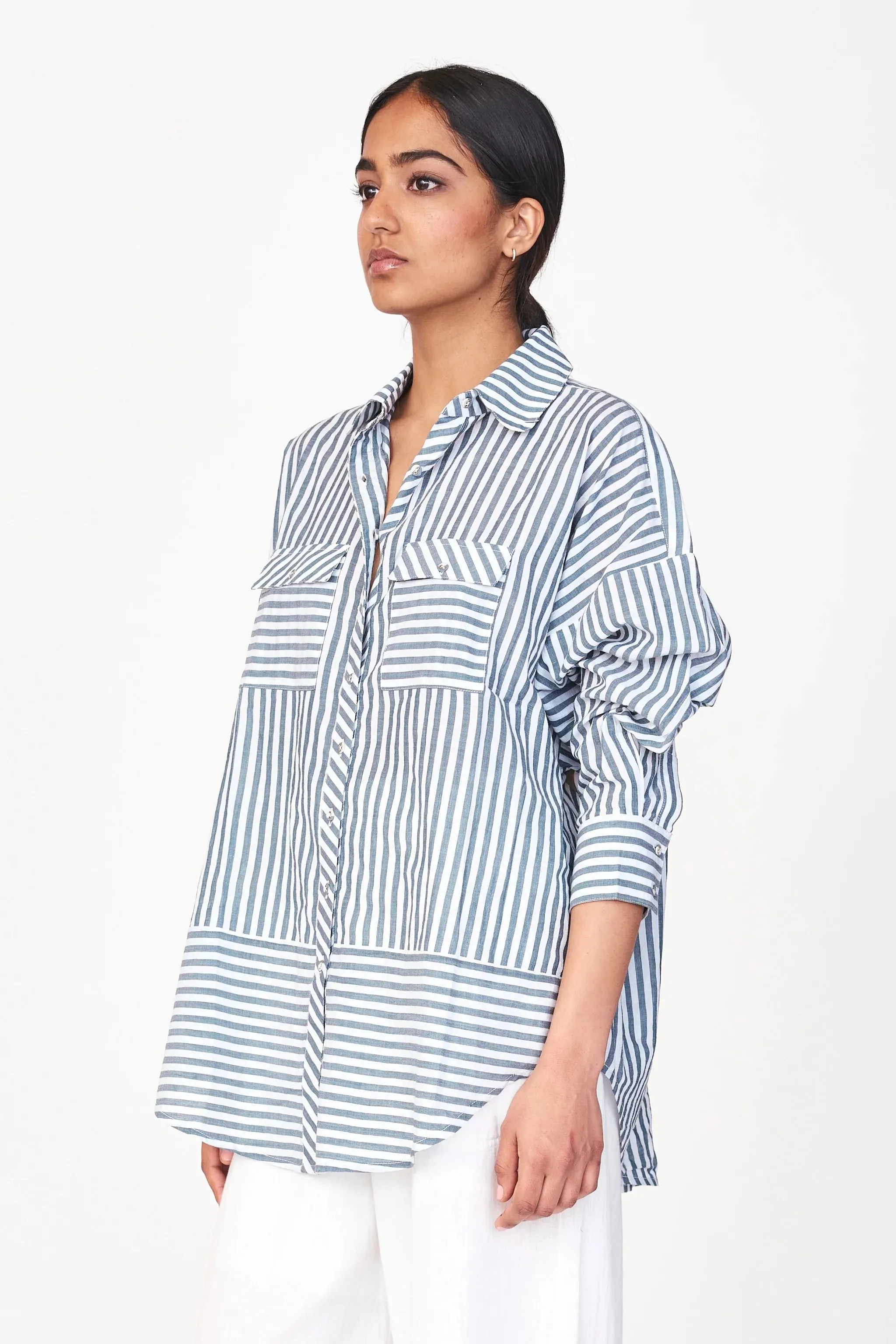 Kyoto Blouse in Ocean Stripe