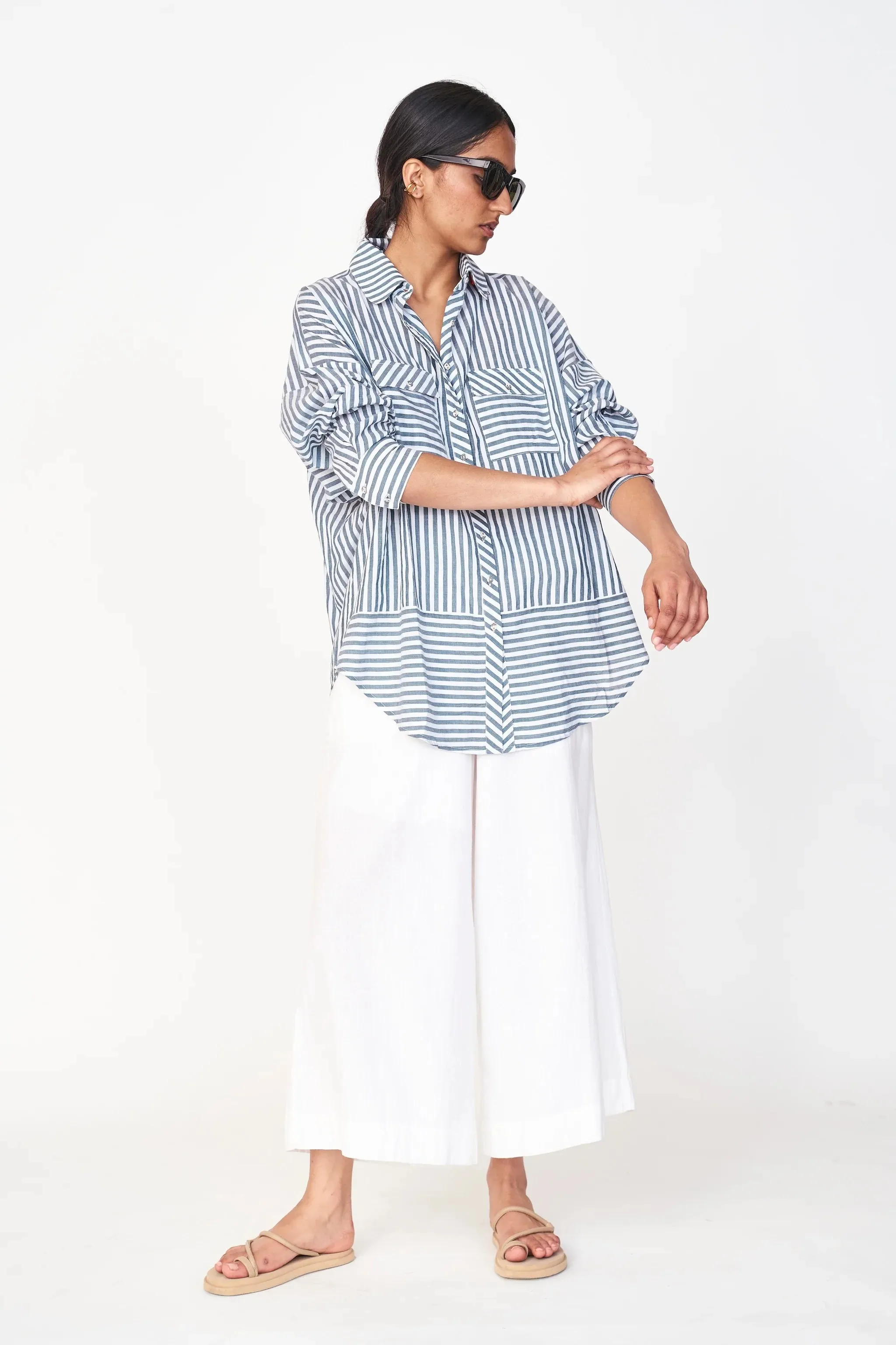 Kyoto Blouse in Ocean Stripe