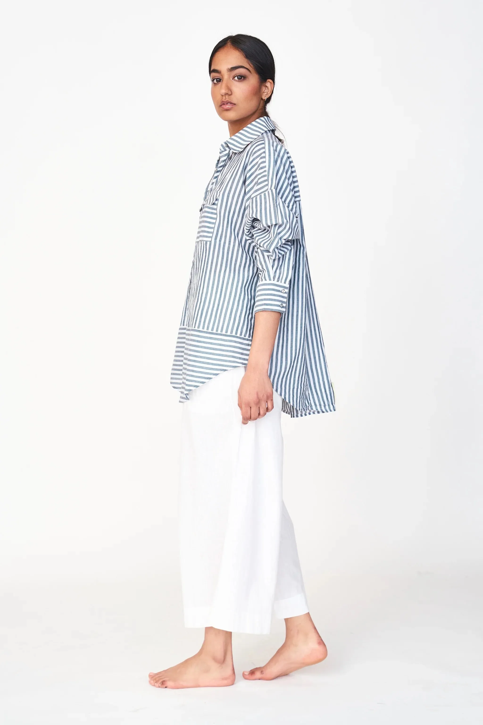Kyoto Blouse in Ocean Stripe