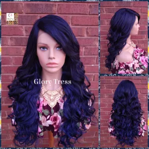 Lace Front Wig, Blue & Black Wig, Glory Tress Wigs, Long Loose Curly Lace Front Wig // GRACEFULNESS