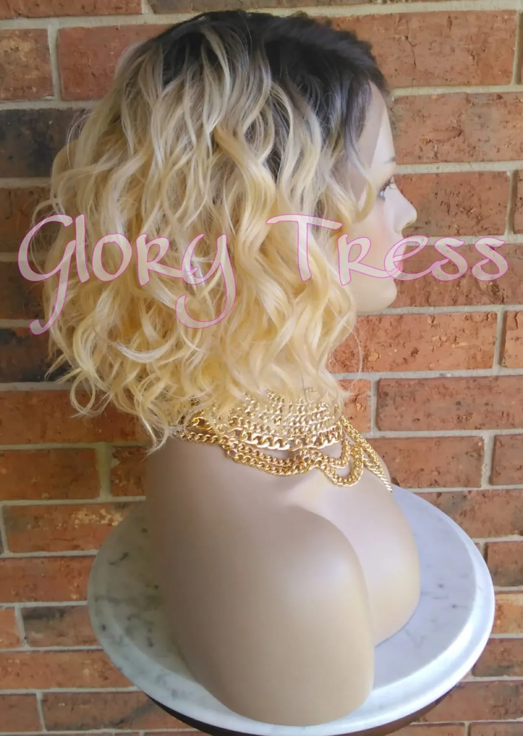 Lace Front Wig, Bob Wig, Blonde Wig, 100% Human Hair Blend, Wavy Wig, Ombre 613 Blonde, ON SALE // DELIGHT