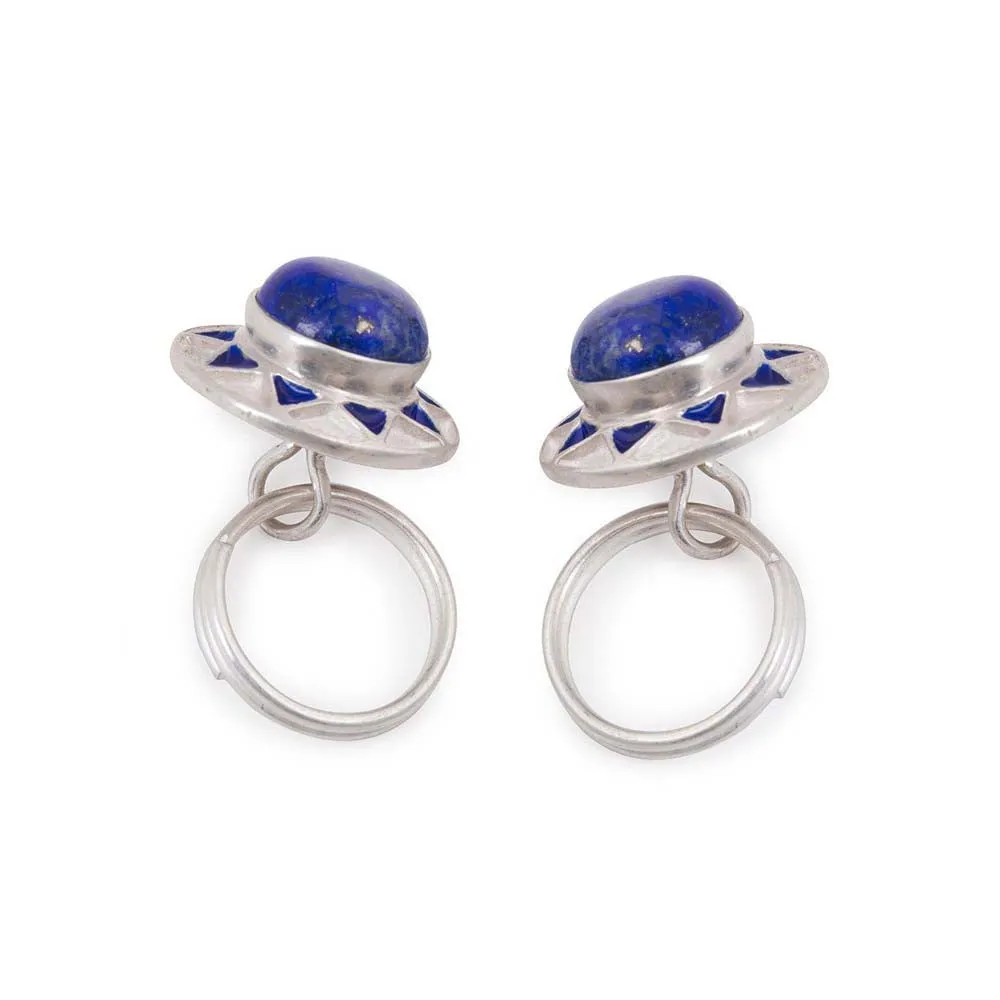 Lapis Lazuli Silver Sherwani Buttons in Enamel (Set of 7)