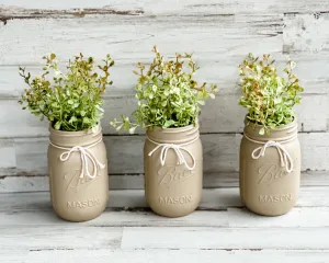 Light brown hand-painted country mason jar set