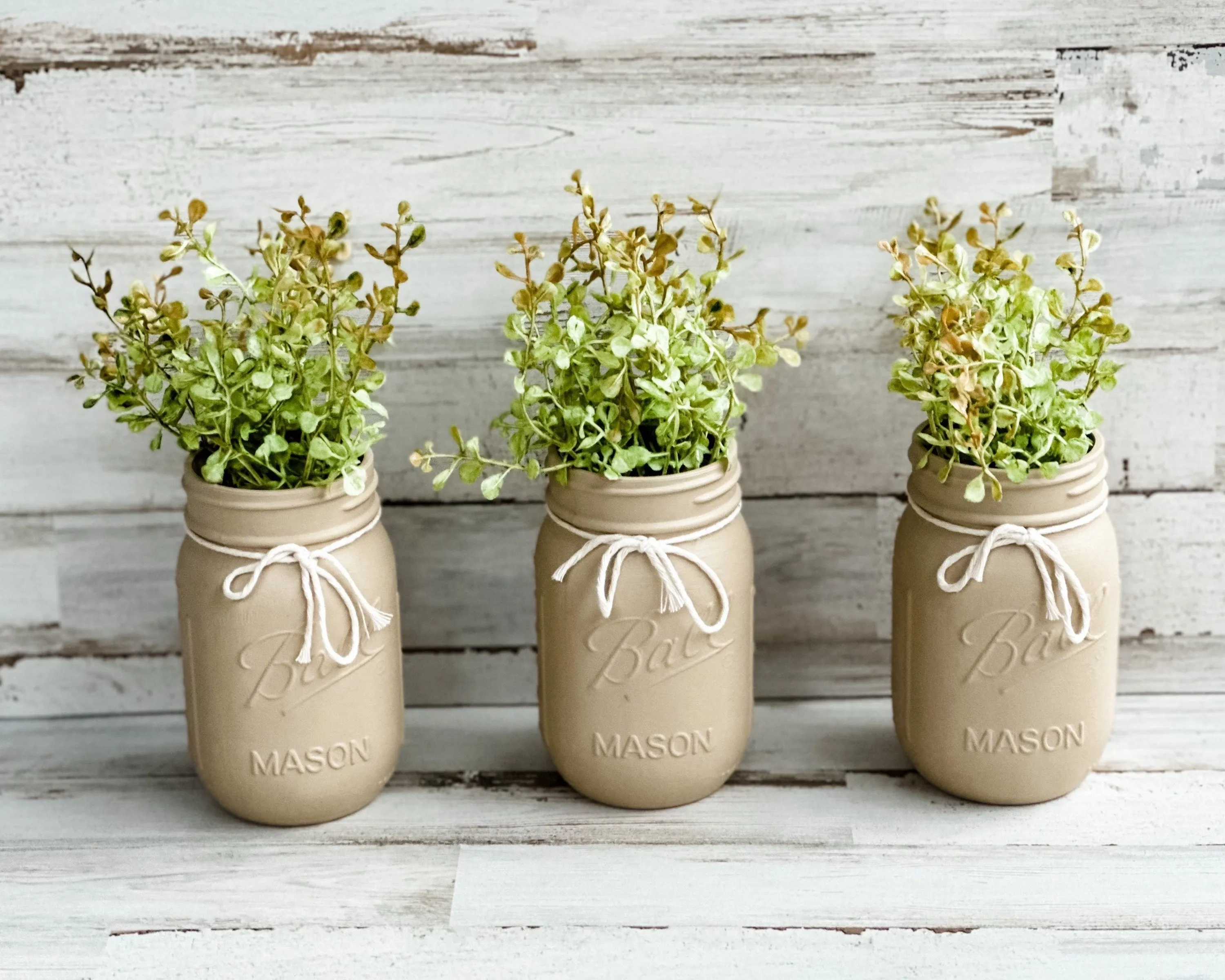 Light brown hand-painted country mason jar set