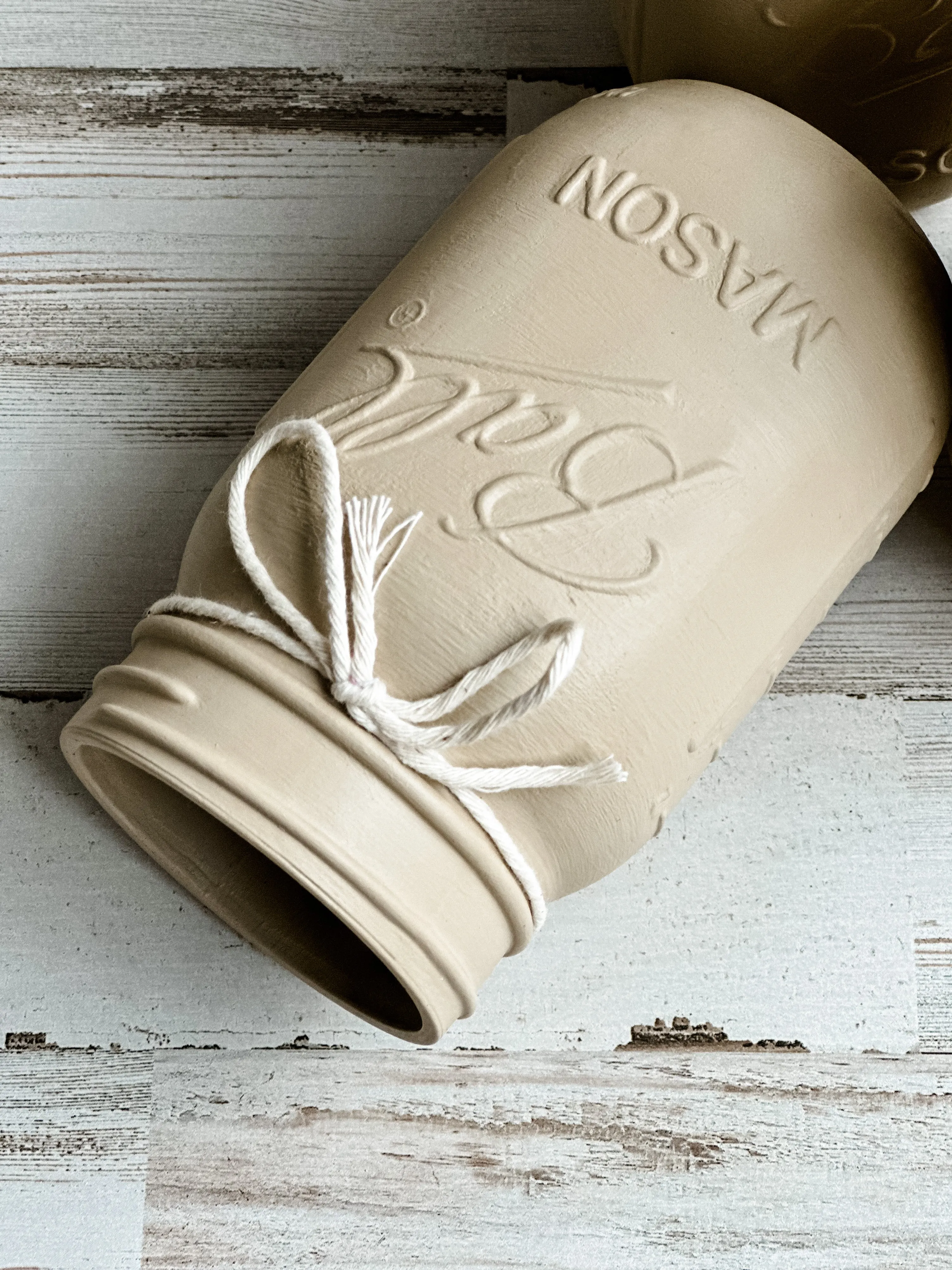 Light brown hand-painted country mason jar set
