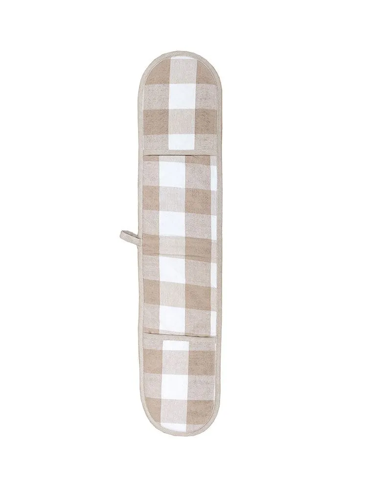 Linen House Revana Check Stone Double Oven Glove