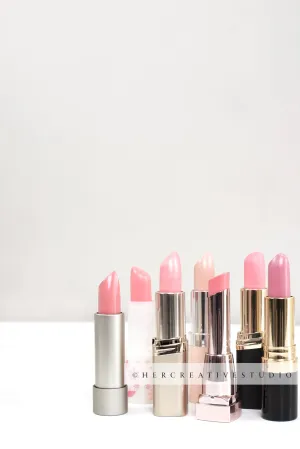 Lipsticks in shades of Pink, Styled Stock