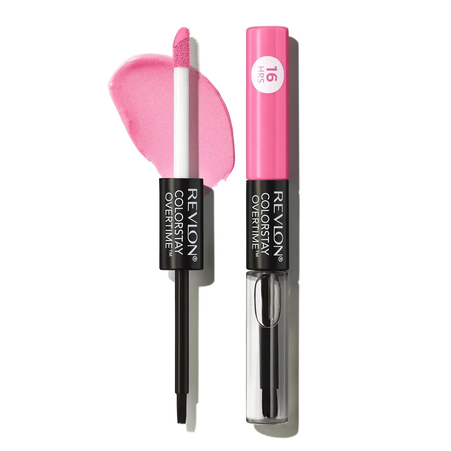 Liquid Lipstick with Clear Lip Gloss, Colorstay Overtime Lipcolor, Dual Ended with Vitamin E, 350 Bare Maximum, 0.07 Fl Oz