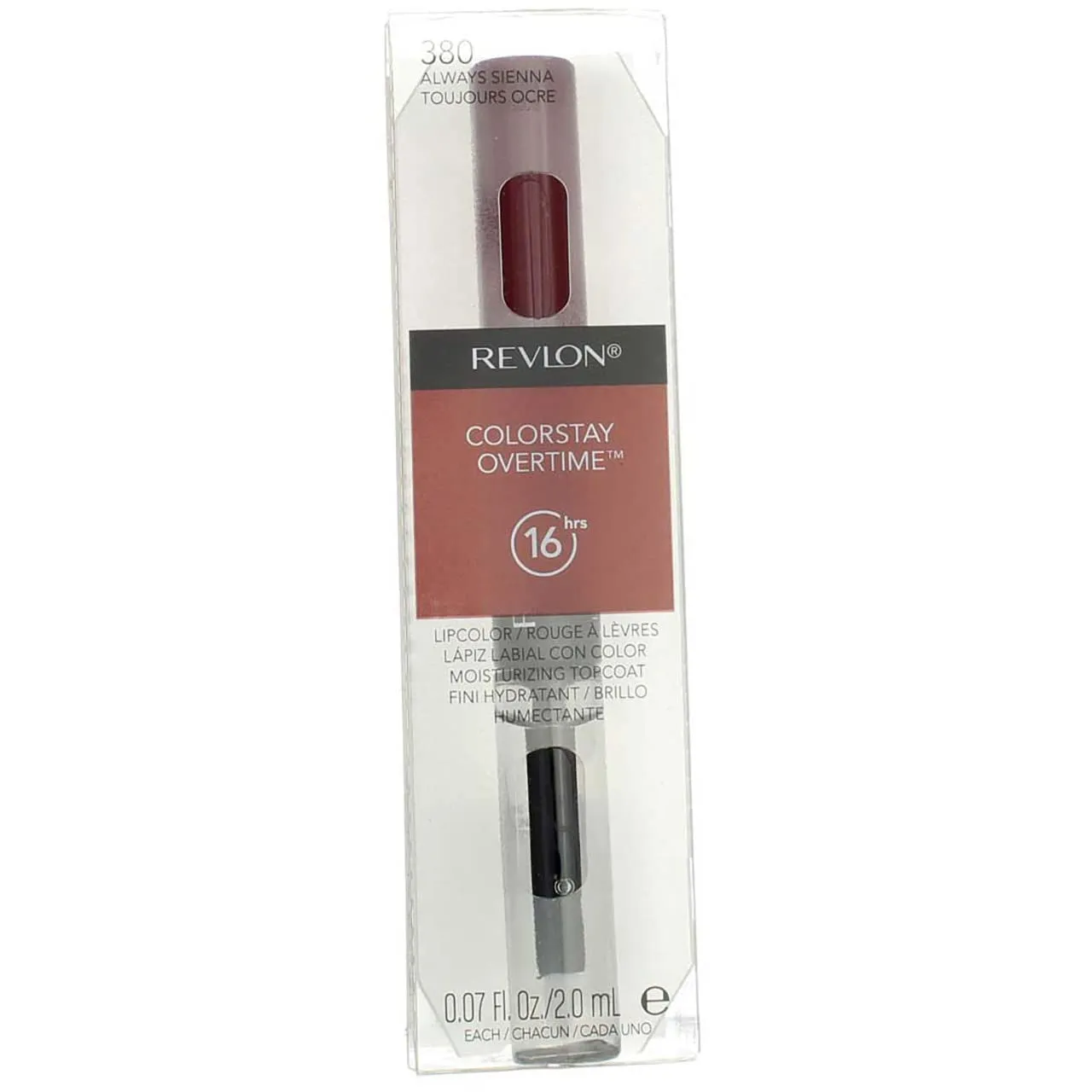 Liquid Lipstick with Clear Lip Gloss, Colorstay Overtime Lipcolor, Dual Ended with Vitamin E, 350 Bare Maximum, 0.07 Fl Oz