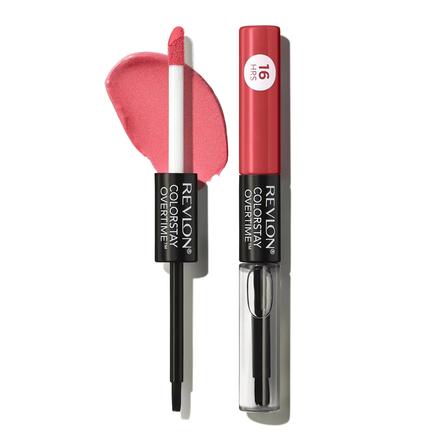 Liquid Lipstick with Clear Lip Gloss, Colorstay Overtime Lipcolor, Dual Ended with Vitamin E, 350 Bare Maximum, 0.07 Fl Oz