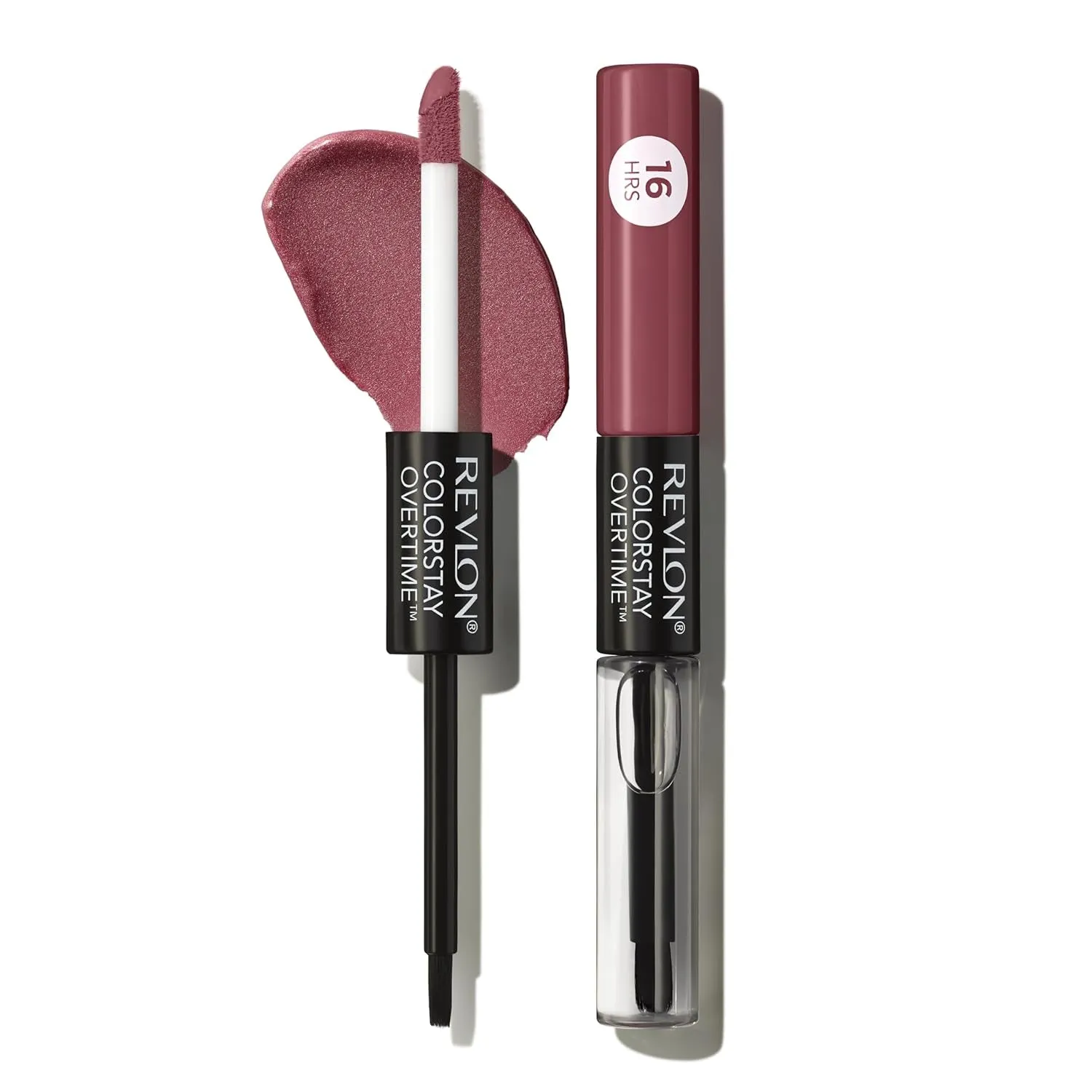 Liquid Lipstick with Clear Lip Gloss, Colorstay Overtime Lipcolor, Dual Ended with Vitamin E, 350 Bare Maximum, 0.07 Fl Oz