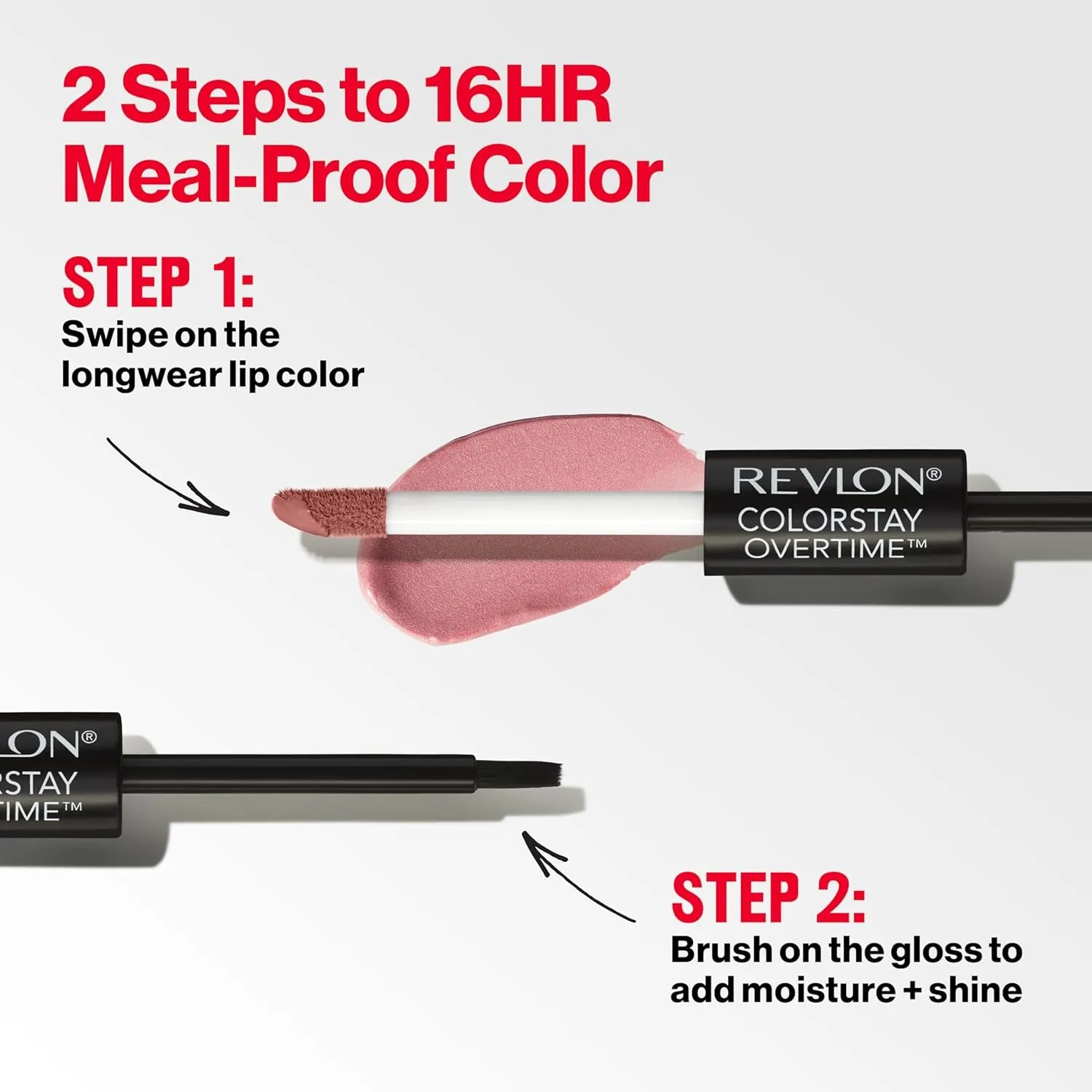 Liquid Lipstick with Clear Lip Gloss, Colorstay Overtime Lipcolor, Dual Ended with Vitamin E, 350 Bare Maximum, 0.07 Fl Oz