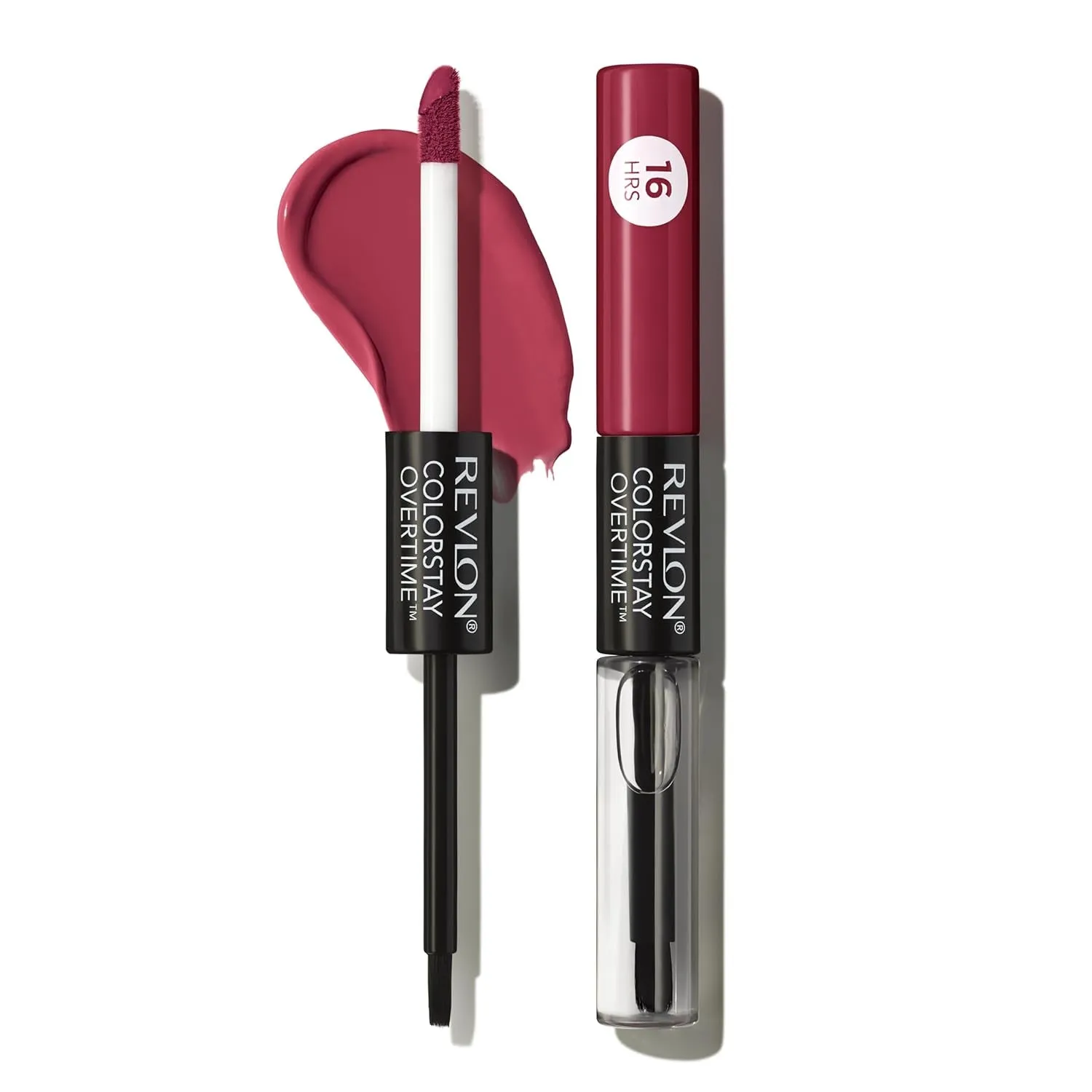 Liquid Lipstick with Clear Lip Gloss, Colorstay Overtime Lipcolor, Dual Ended with Vitamin E, 350 Bare Maximum, 0.07 Fl Oz