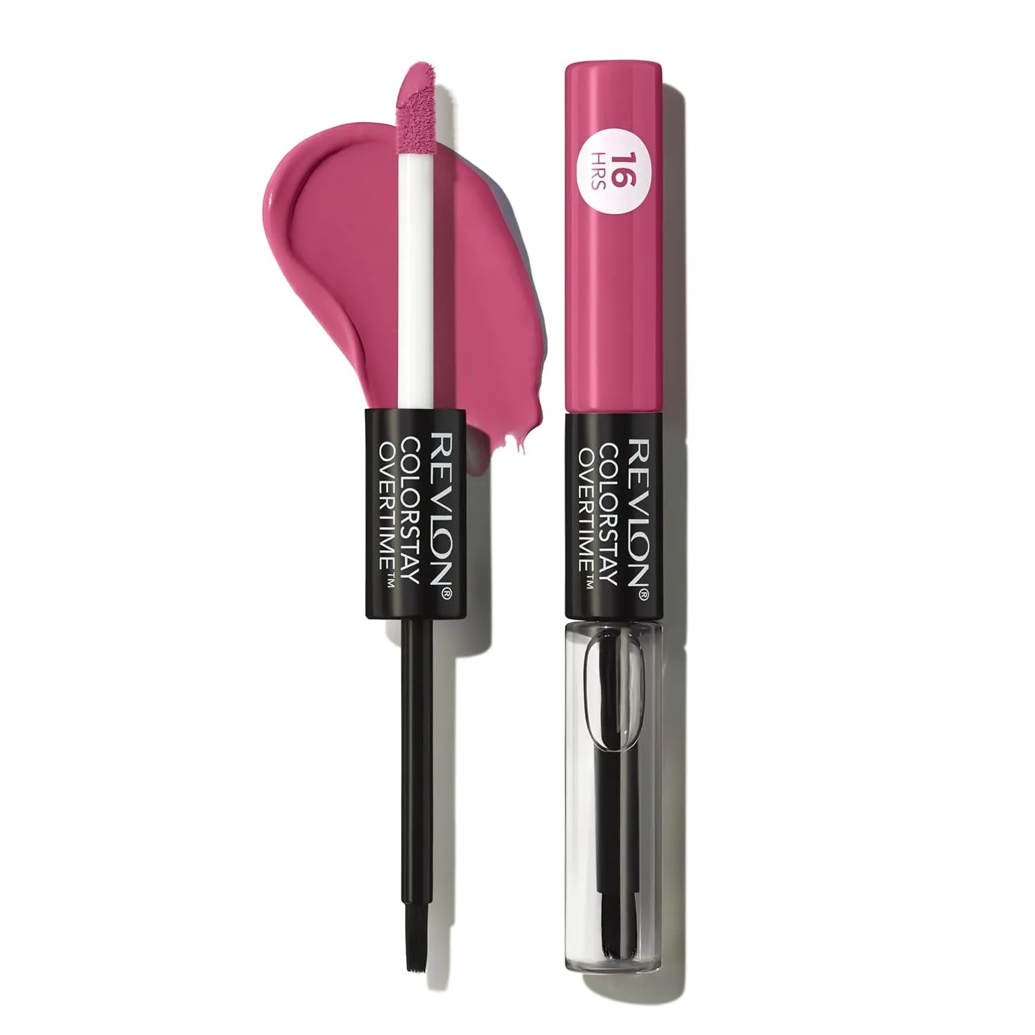 Liquid Lipstick with Clear Lip Gloss, Colorstay Overtime Lipcolor, Dual Ended with Vitamin E, 350 Bare Maximum, 0.07 Fl Oz