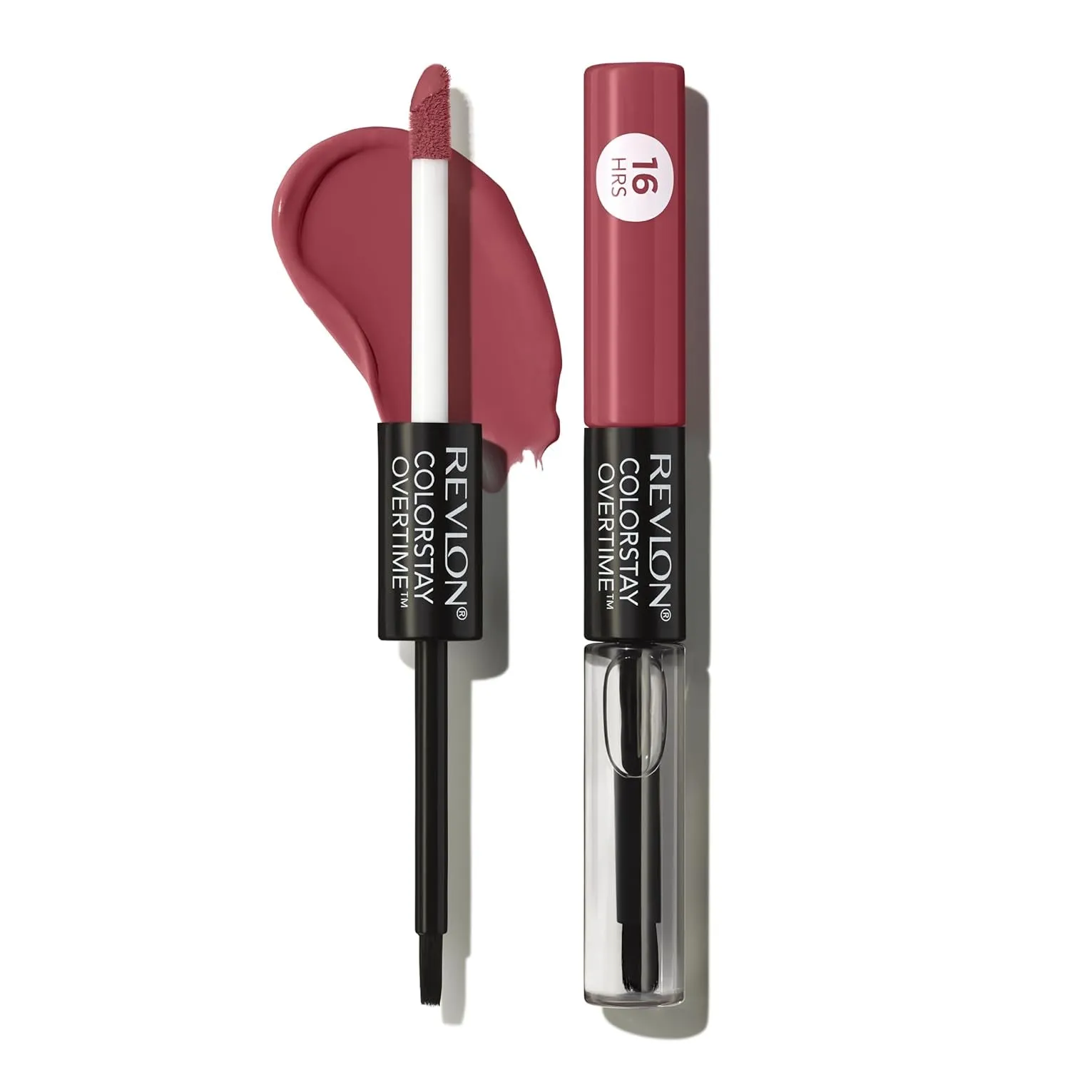 Liquid Lipstick with Clear Lip Gloss, Colorstay Overtime Lipcolor, Dual Ended with Vitamin E, 350 Bare Maximum, 0.07 Fl Oz