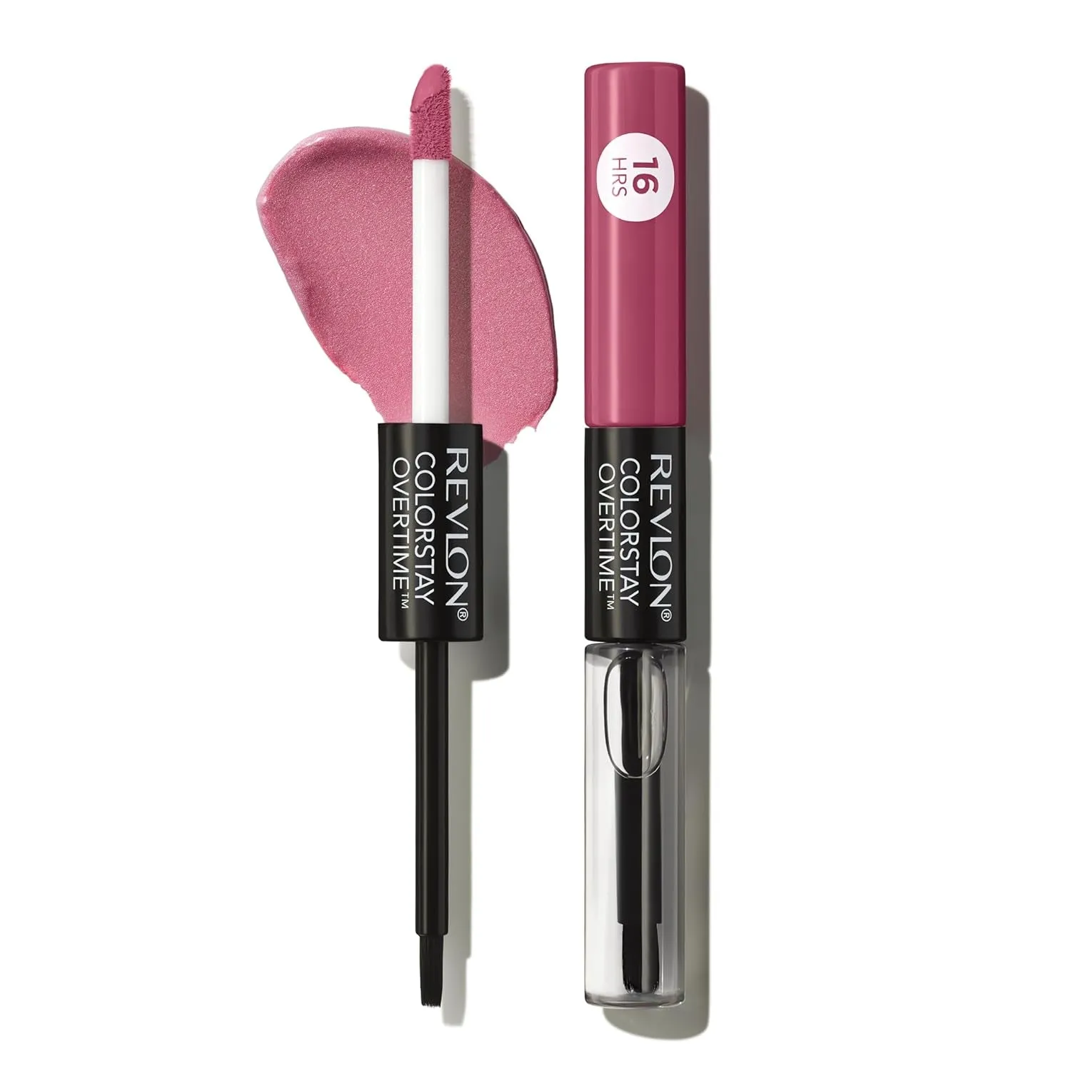 Liquid Lipstick with Clear Lip Gloss, Colorstay Overtime Lipcolor, Dual Ended with Vitamin E, 350 Bare Maximum, 0.07 Fl Oz
