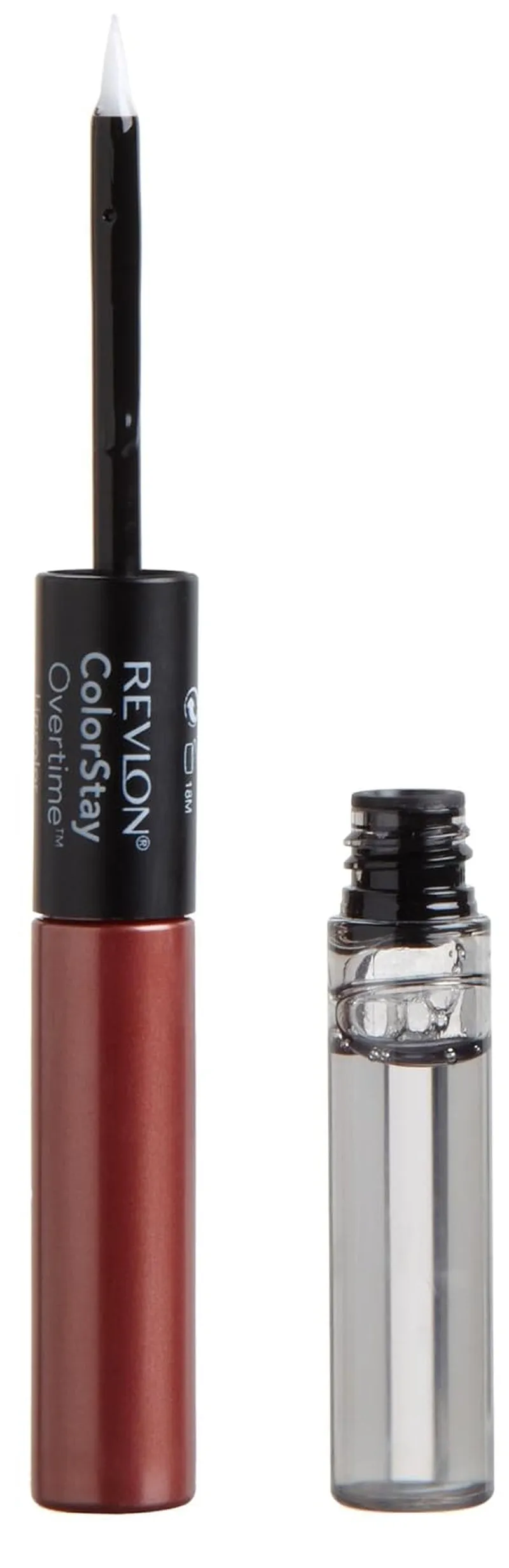 Liquid Lipstick with Clear Lip Gloss, Colorstay Overtime Lipcolor, Dual Ended with Vitamin E, 350 Bare Maximum, 0.07 Fl Oz
