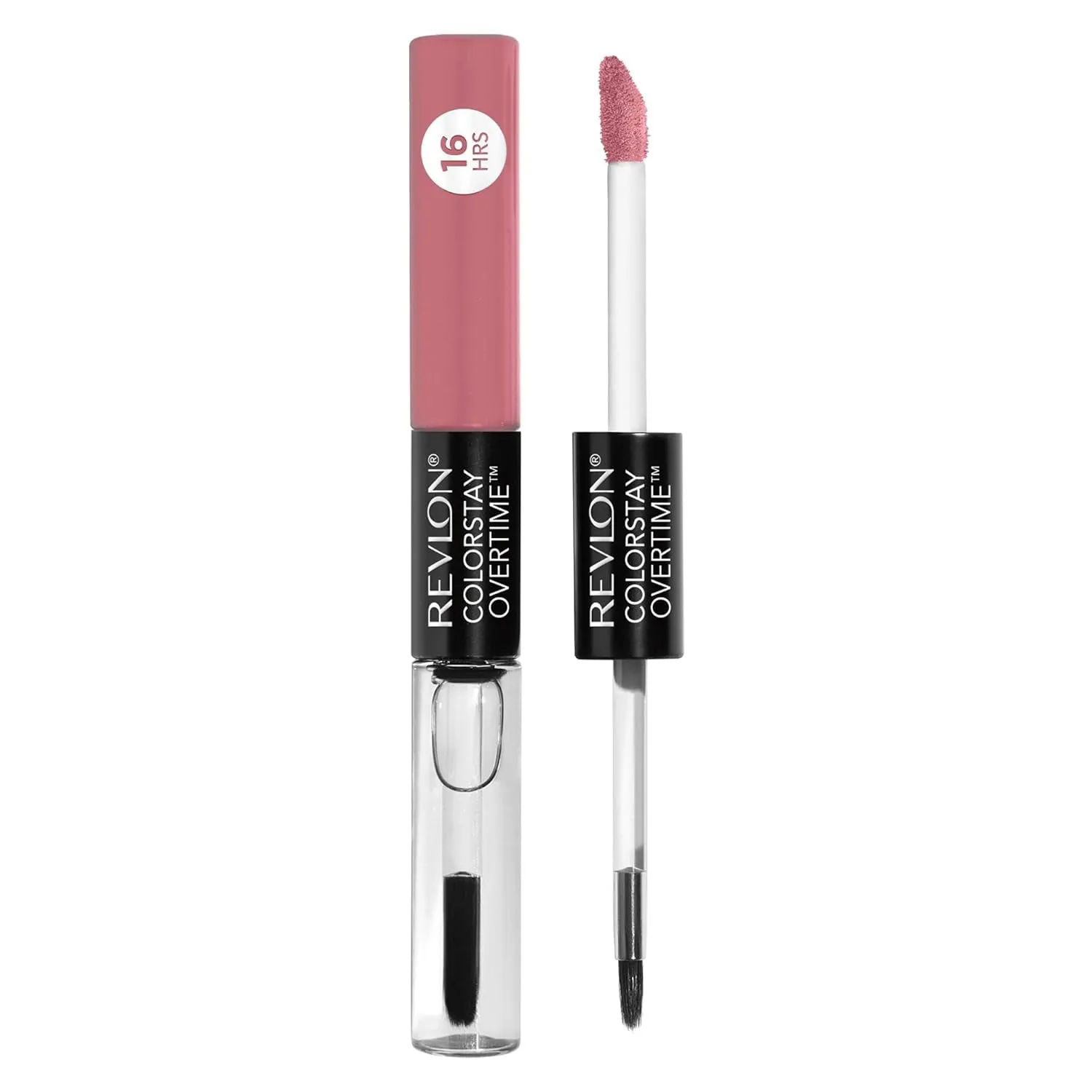 Liquid Lipstick with Clear Lip Gloss, Colorstay Overtime Lipcolor, Dual Ended with Vitamin E, 350 Bare Maximum, 0.07 Fl Oz