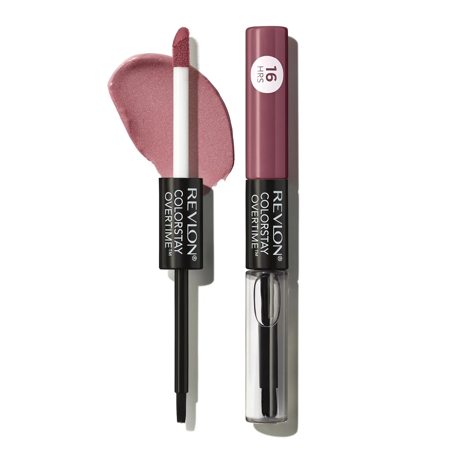 Liquid Lipstick with Clear Lip Gloss, Colorstay Overtime Lipcolor, Dual Ended with Vitamin E, 350 Bare Maximum, 0.07 Fl Oz