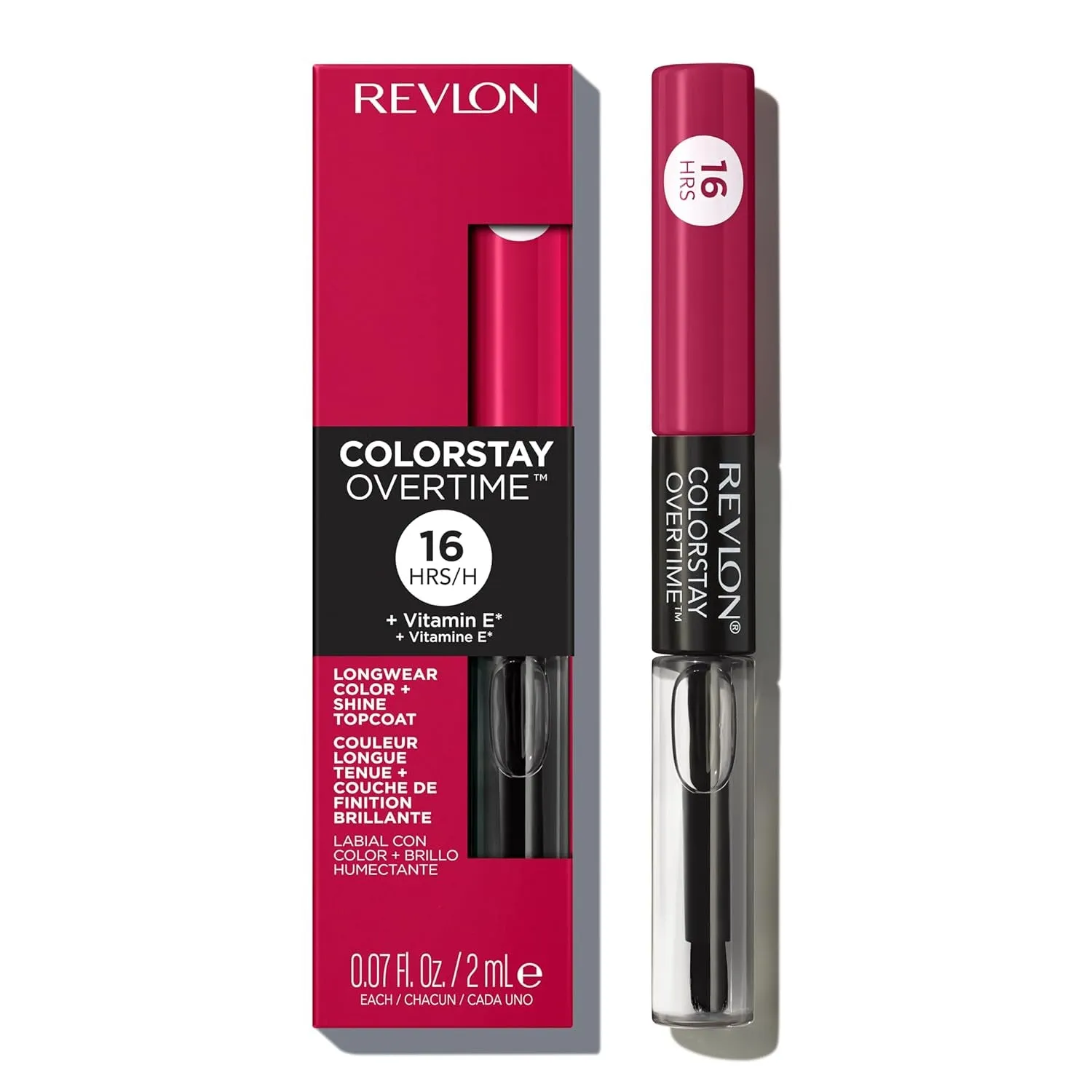 Liquid Lipstick with Clear Lip Gloss, Colorstay Overtime Lipcolor, Dual Ended with Vitamin E, 350 Bare Maximum, 0.07 Fl Oz