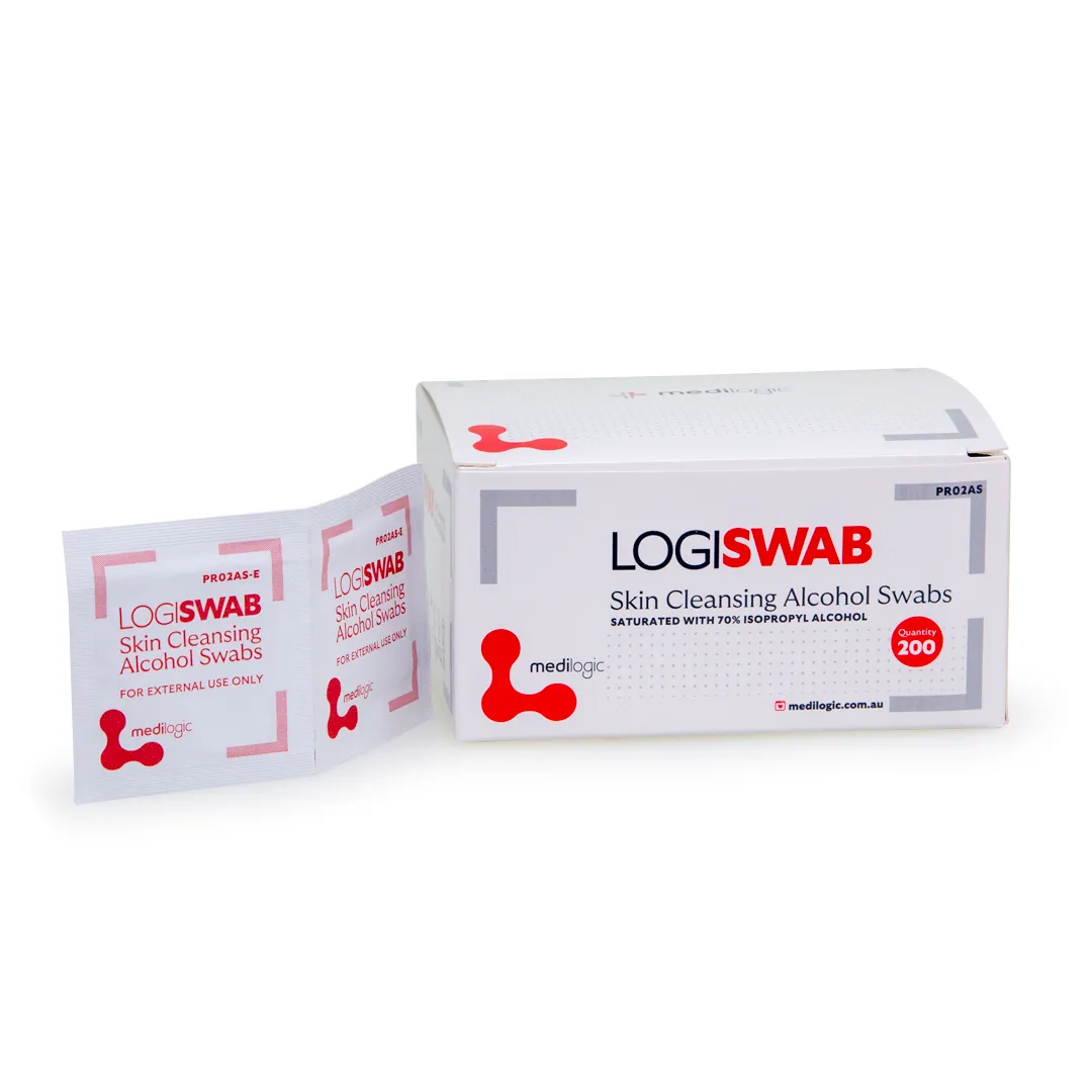 LOGISWAB Skin Cleaning Alcohol Swabs – Box 200