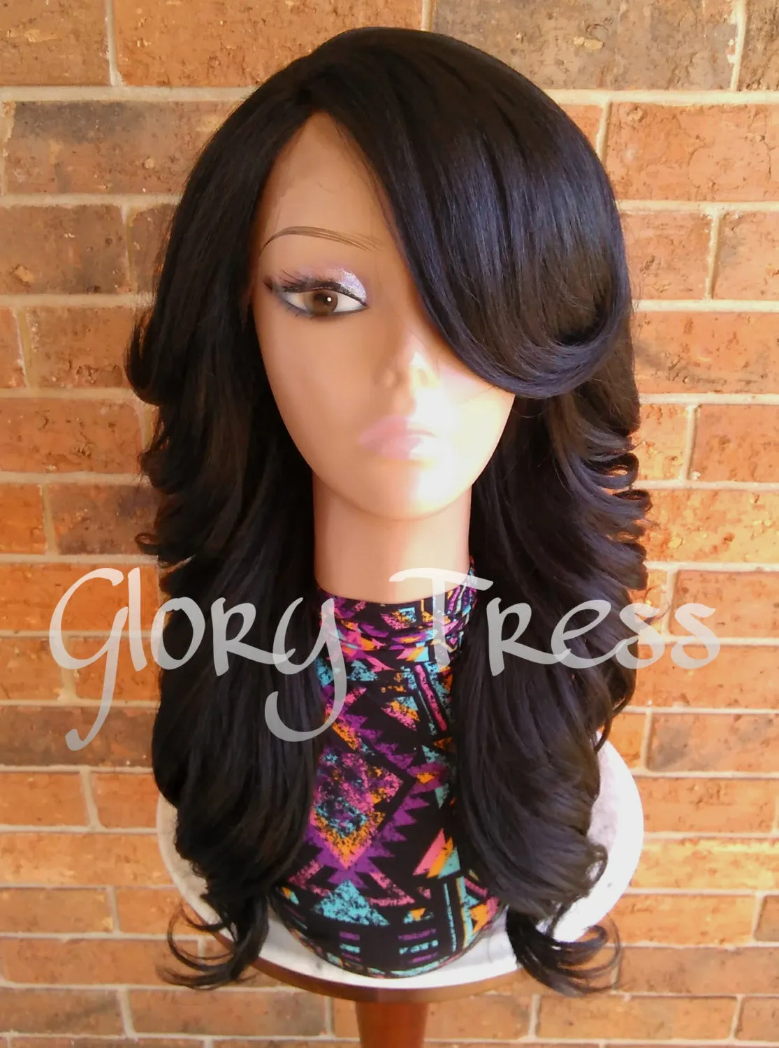Long & Curly Lace Front Wig, Black Bombshell Wig // SALVATION (Free Shipping)