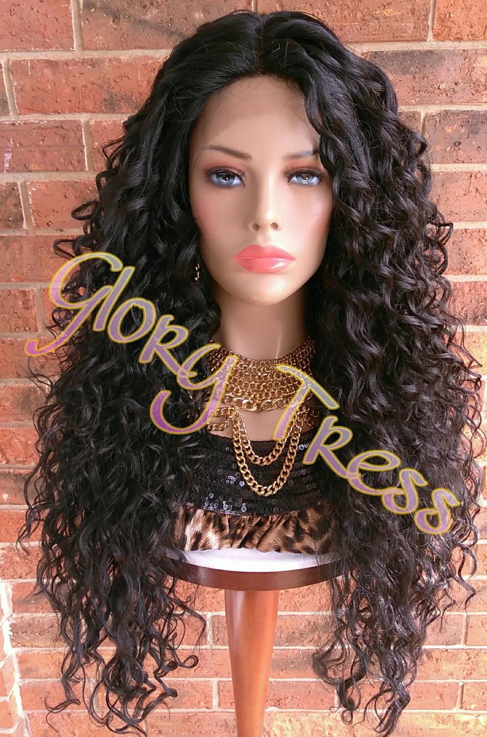 Long Beach Curly Lace Front Wig, 100% Brazilian Human Hair Blend, Big Curly Wig, Free Parting,  // CRYSTAL (Free Shipping)