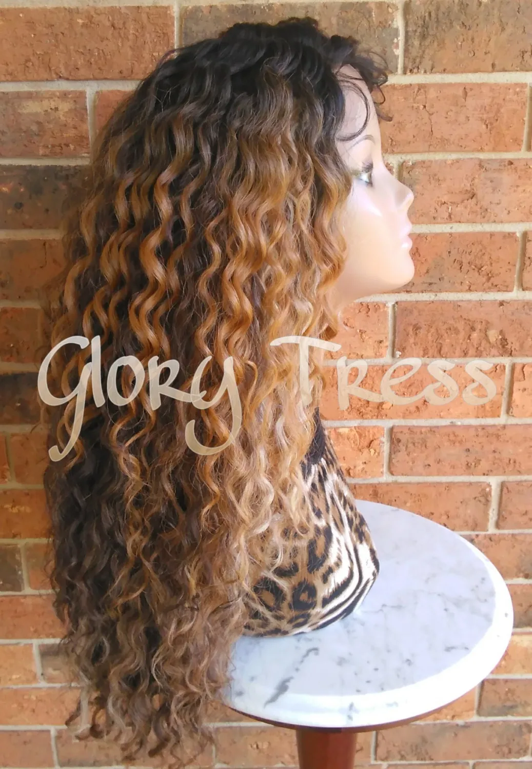 Long Kinky Curly Lace Front Wig, Ombre wig, Curly Blonde Wig, Beach Curls // RESTORE ( Free Shipping )