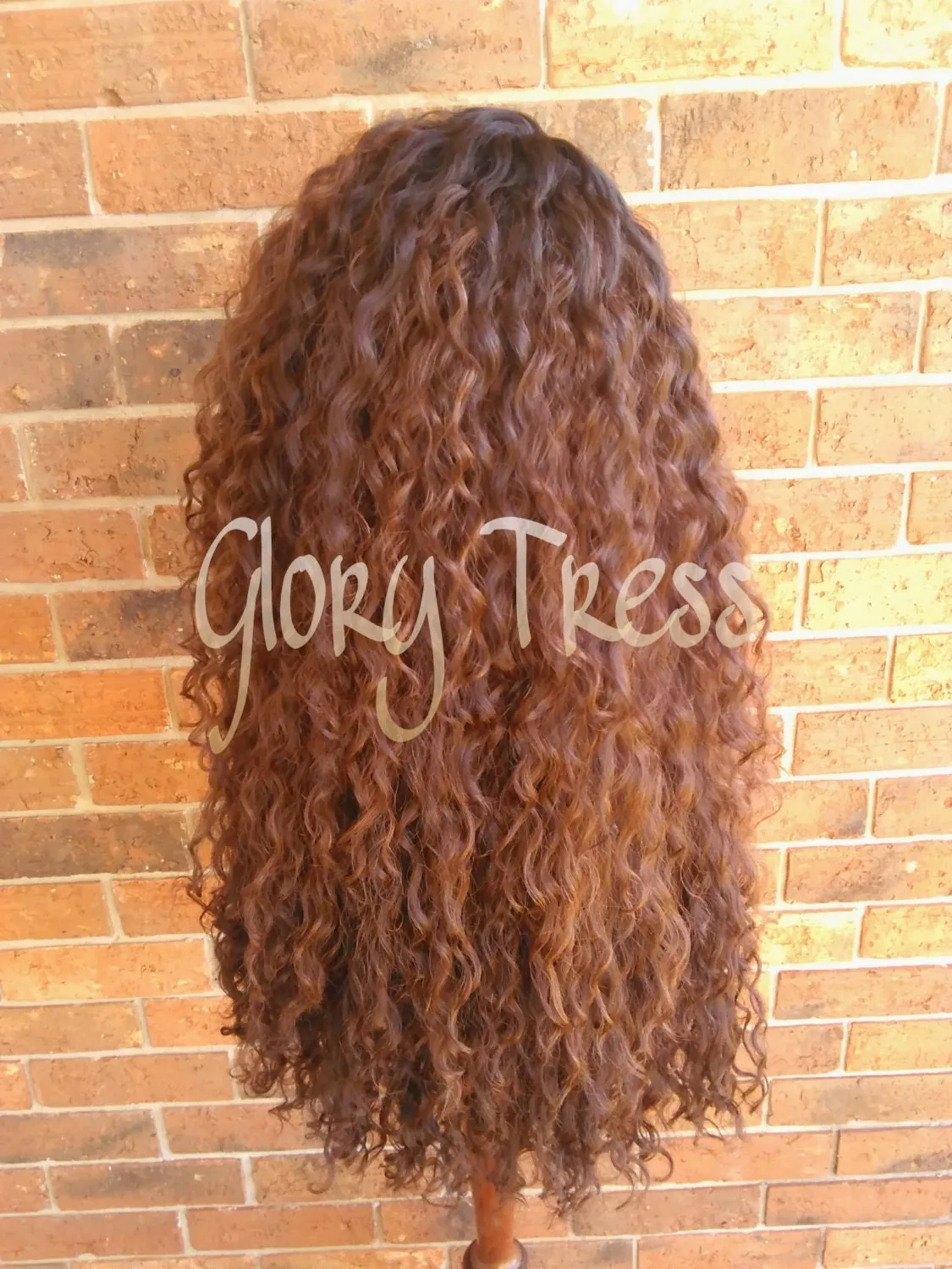 Long Kinky Curly Lace Front Wig, Ombre wig, Curly Brown Wig, Beach Curls, Wig With Baby Hair // RESTORE ( Free Shipping )