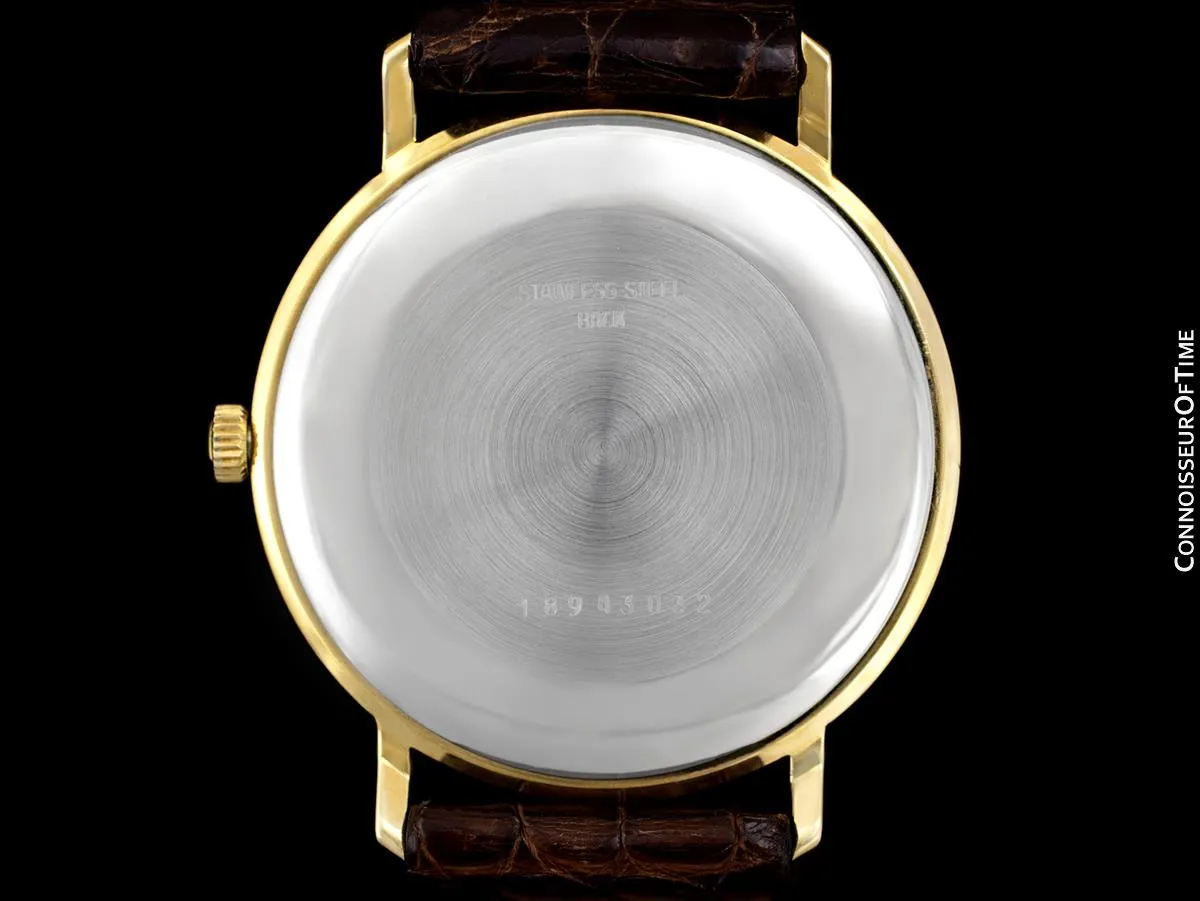 Longines Mens Classic Vintage Dress 18K Gold Plated & Stainless Steel Watch - Like New Old Stock