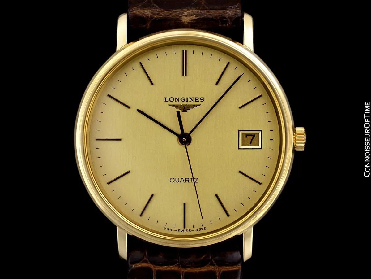 Longines Mens Classic Vintage Dress 18K Gold Plated & Stainless Steel Watch - Like New Old Stock