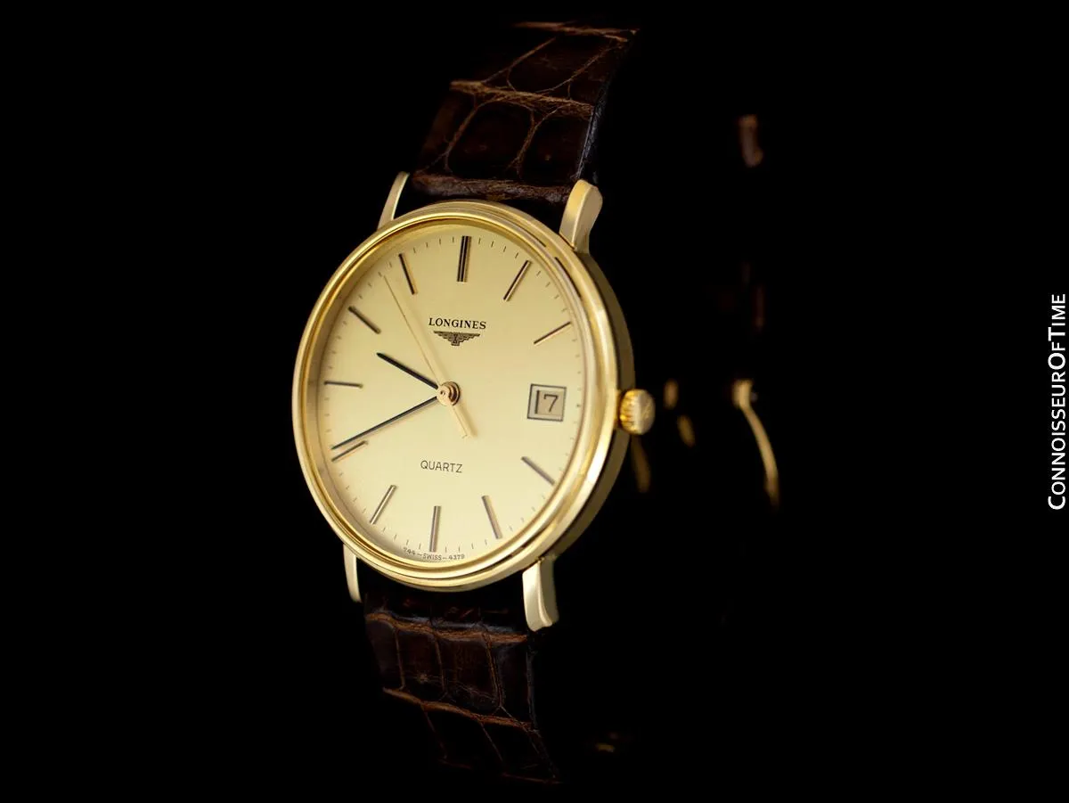 Longines Mens Classic Vintage Dress 18K Gold Plated & Stainless Steel Watch - Like New Old Stock