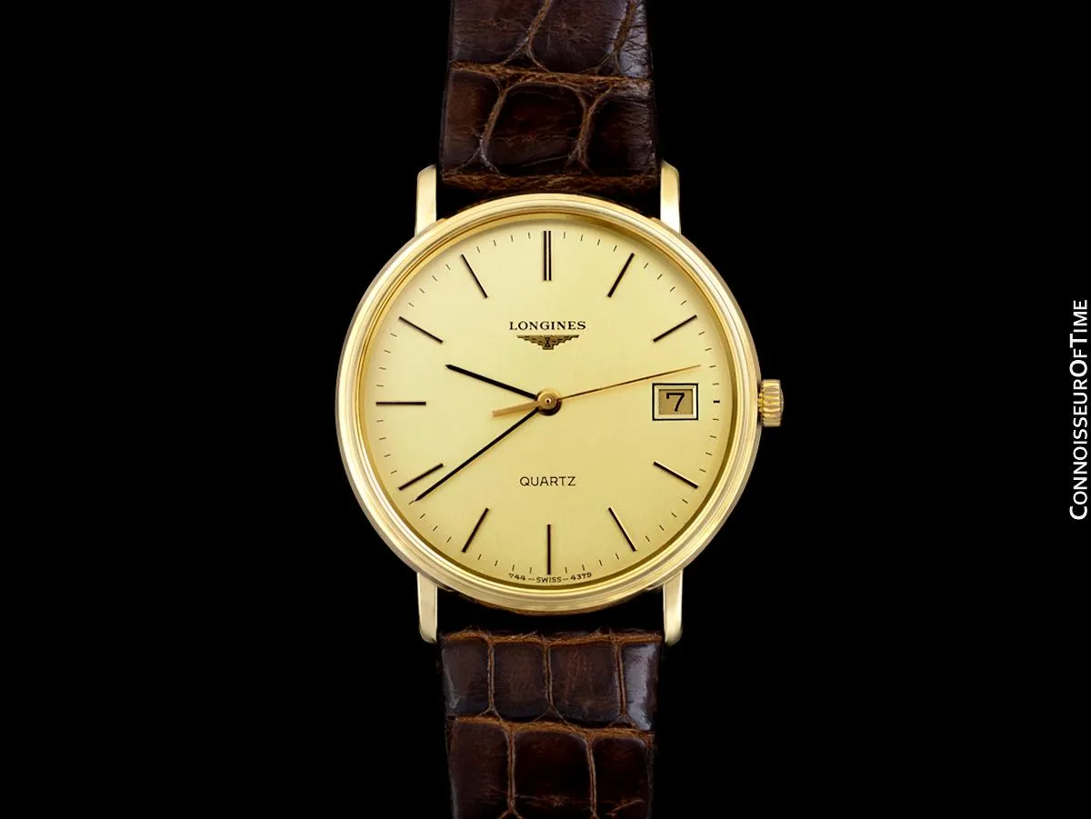 Longines Mens Classic Vintage Dress 18K Gold Plated & Stainless Steel Watch - Like New Old Stock