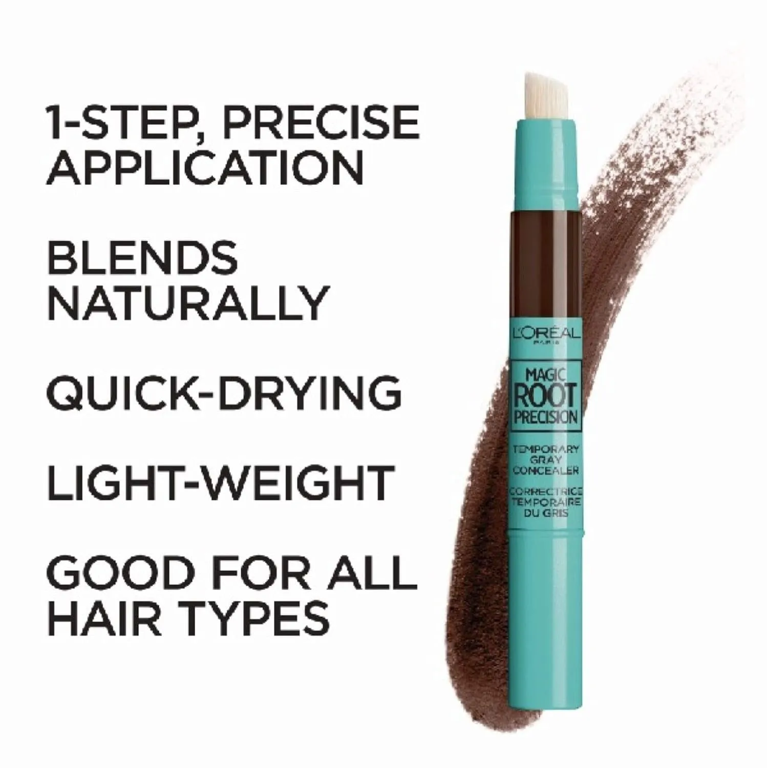 L’Oréal Paris Magic Root Precision Temporary Gray Hair Color Concealer Brush, 5 Medium Brown, 0.05 Fl; Oz.