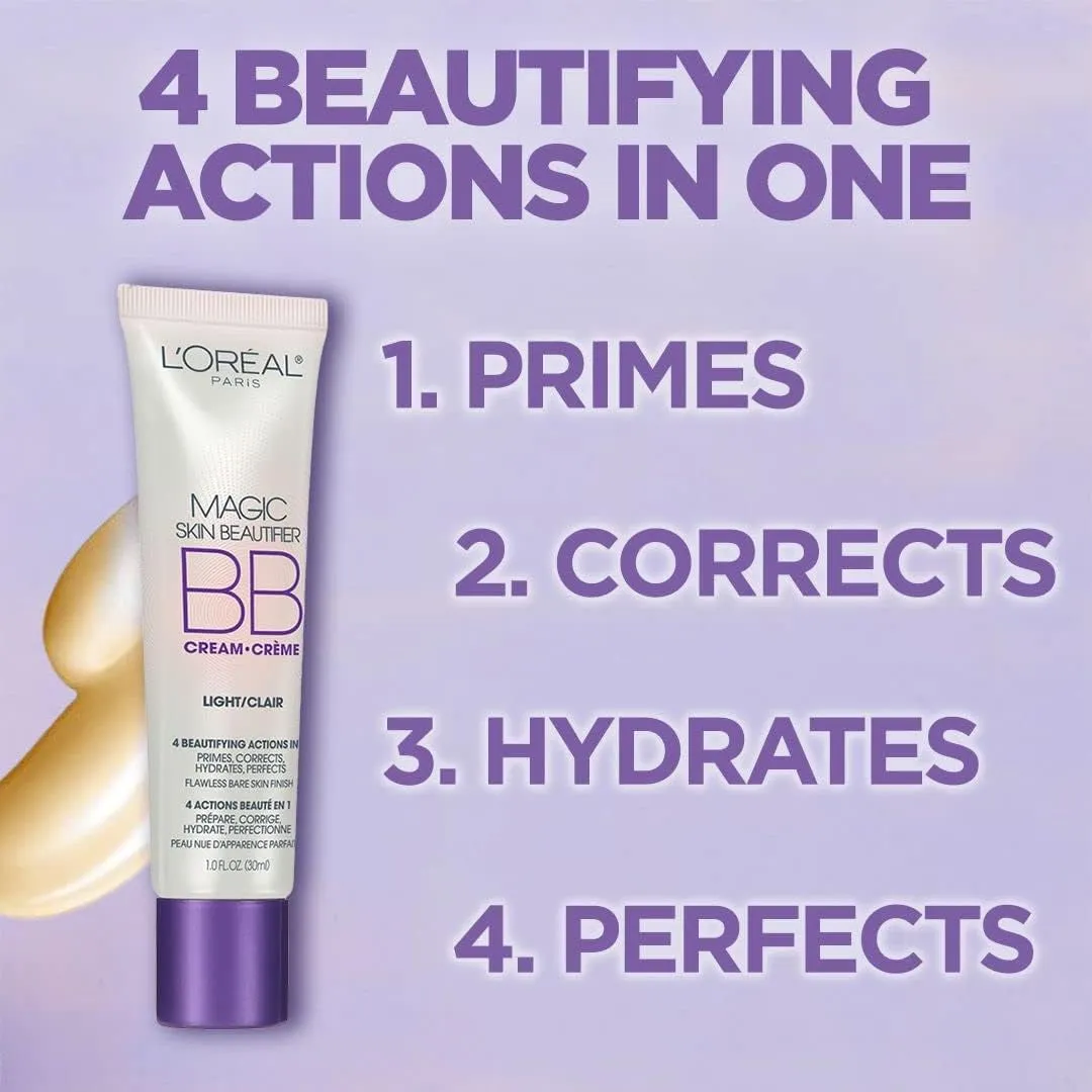L'Oréal Paris Makeup Magic Skin Beautifier BB Cream Tinted Moisturizer, Anti-Redness, 1 Fl Oz, 1 Count