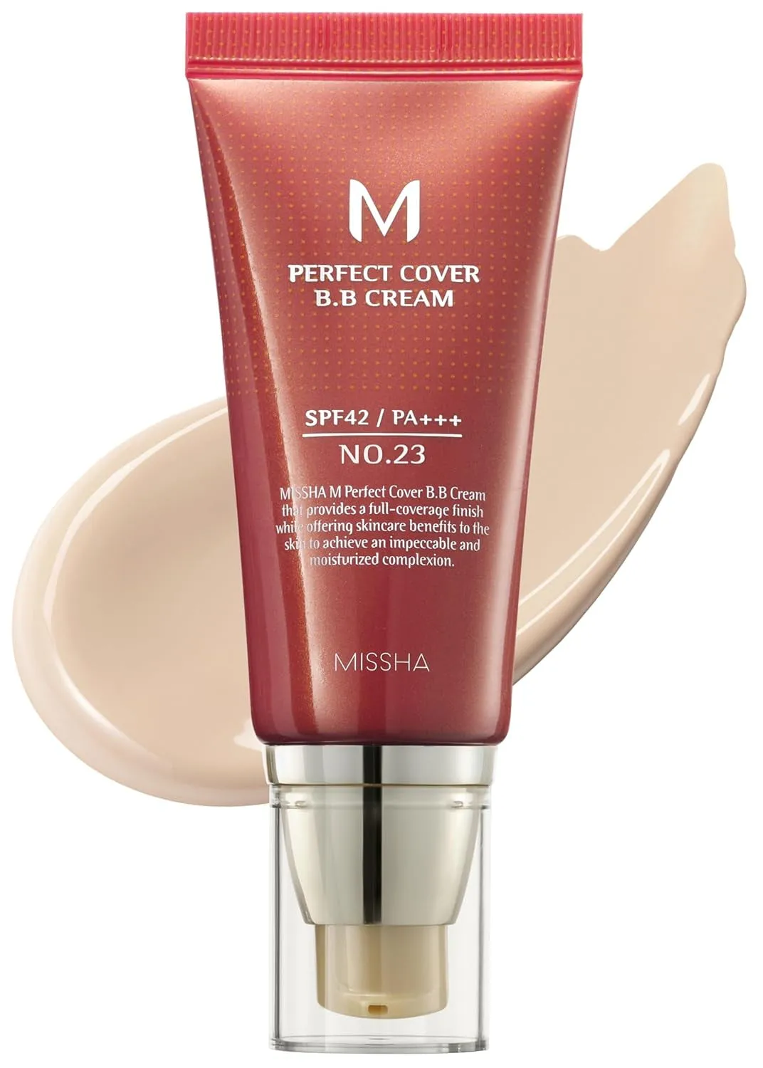 M Perfect Cover BB Cream No.23 Natural Beige for Light with Neutral Skin Tone SPF 42 PA    1.69 Fl Oz - Tinted Moisturizer for Face with SPF