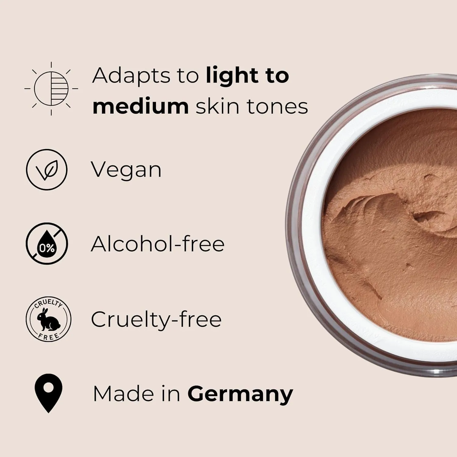 Magic Finish Make-Up Mousse (1.01 Fl Oz) – 4In1 Primer, Foundation, Concealer & Powder with Buildable Coverage, Hides Redness and Dark Spots, Vegan, for Light to Medium Skin Tones