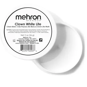 Makeup Clown White Lite | Professional Face Paint & Body Paint | White Cream Clown Makeup, Stage, Film, Cosplay, Mime, & Halloween 2 Oz (56G)