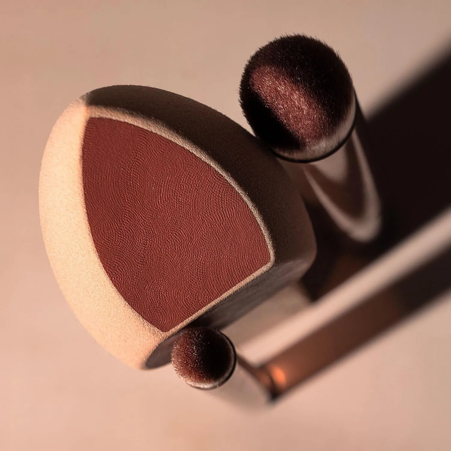 Makeupsaver Sponge   Brush Trio, Makeup Blending Sponge & Brushes for Liquid & Cream Formulations, Mimics Finger Application & Reduces Makeup Waste, Cruelty & Latex-Free 3 Piece Set
