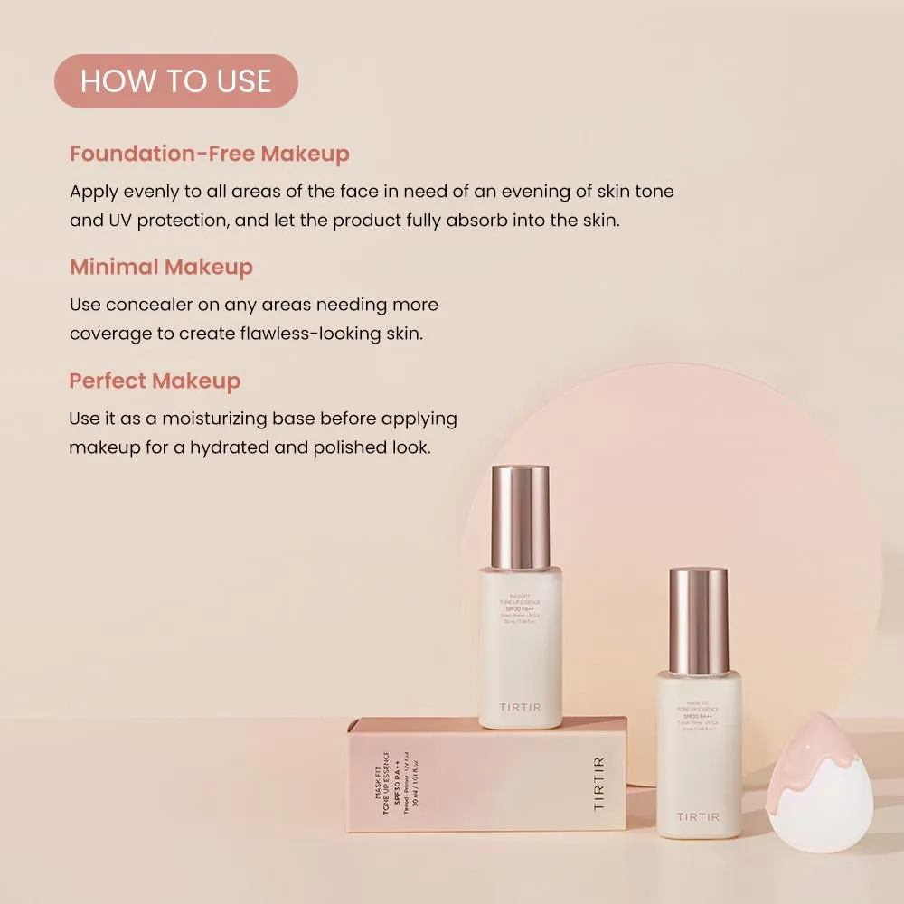 Mask Fit Tone up Essence | Tinted Moisturizer, All-In-One Base, Glass Skin Look, Deep Hydration, Long-Lasting, Natural Coverage, Lightweight, Make-Up Free Look, 1.01 Fl.Oz. (Beige)