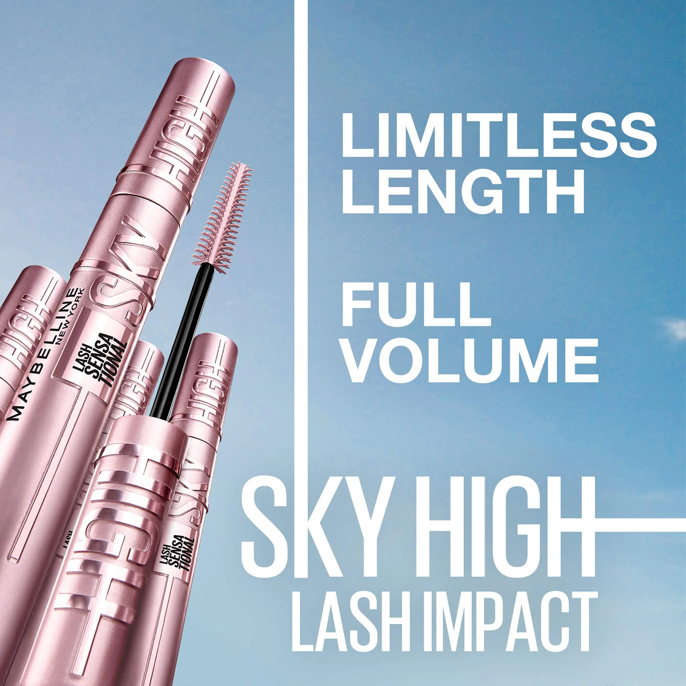 Maybelline Lash Sensational Sky High and Hyper Easy Liquid Eyeliner Makeup Bundle