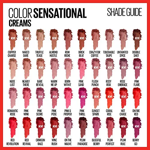 Maybelline New York Color Sensational Red Lipstick, Satin Lipstick, On Fire Red, 0.15 Ounce, 1 Count