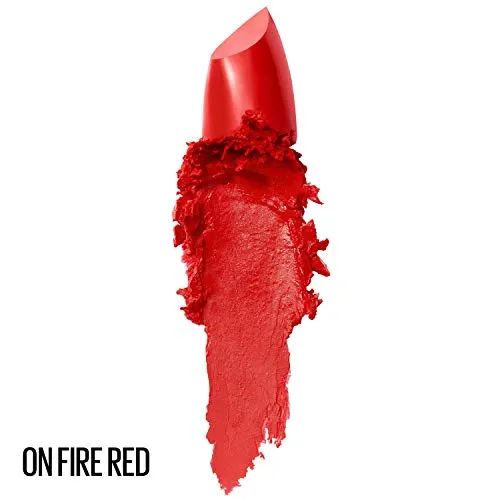 Maybelline New York Color Sensational Red Lipstick, Satin Lipstick, On Fire Red, 0.15 Ounce, 1 Count