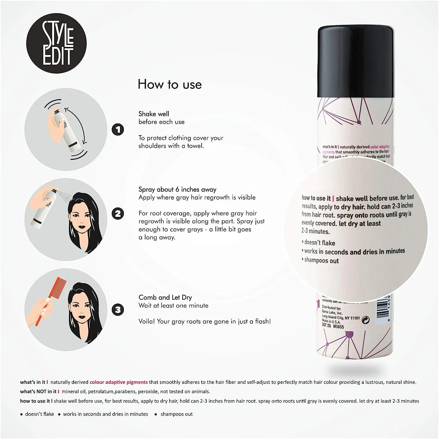 Medium Brown Root Concealer - Touch up Spray for Medium Brown Hair Color - Temporary Instantly Covers Grey Hair, Pack of 1